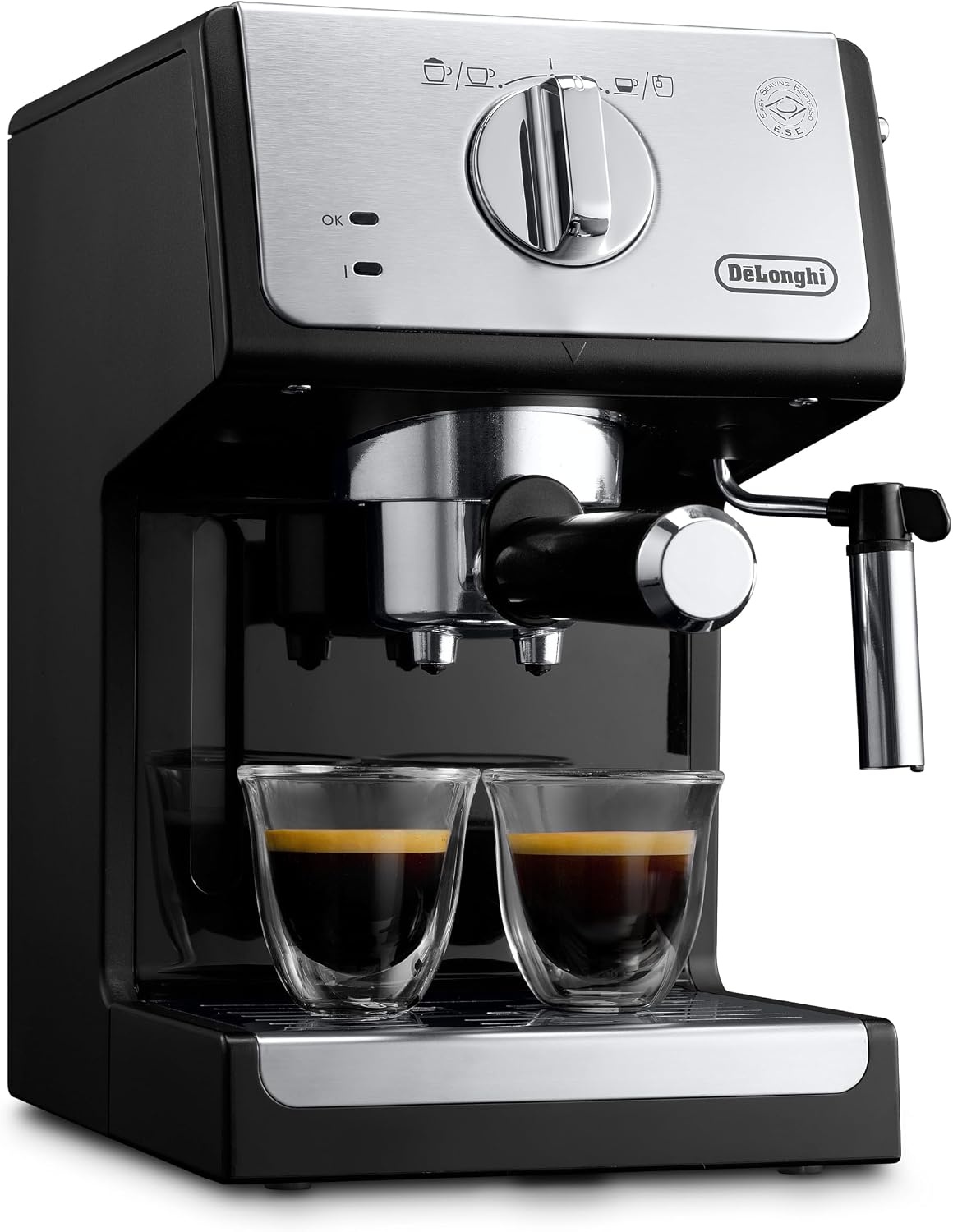image:imageDeLonghi Active Espresso Siebtrger ECP 3321BK professionelle Espressomaschine mit AluminiumFinish inkl traditioneller Milchschaumdse Tassenwrmer amp Heiwasserfunktion schwarzSchwarz