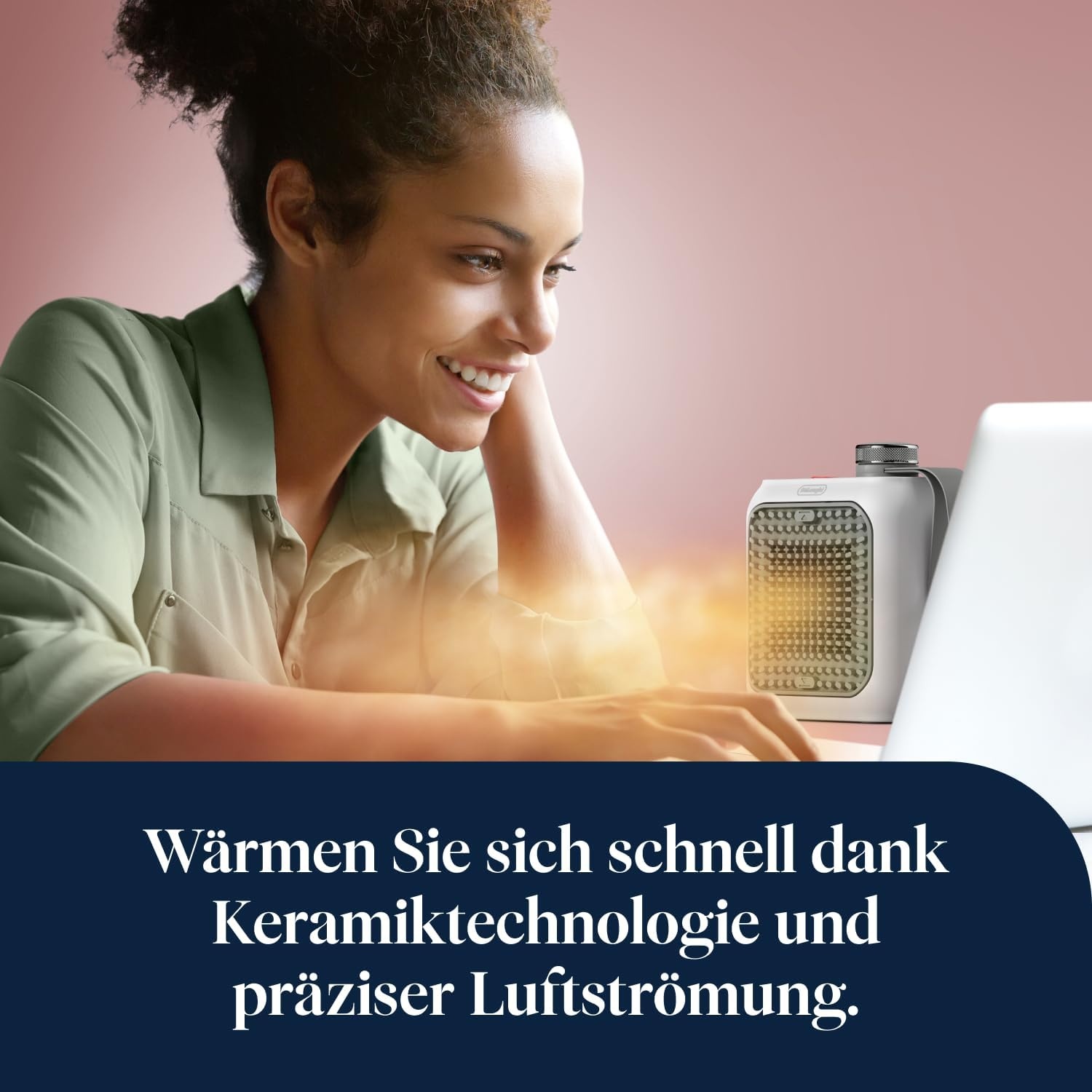 image:imageDeLonghi Capsule Desk KeramikHeizlfter Kompakter Tischheizlfter Sofortige Wrme Leise Automatische Abschaltung bei Umkippen 360 W Salbeigrn HFX10B03GRGrn