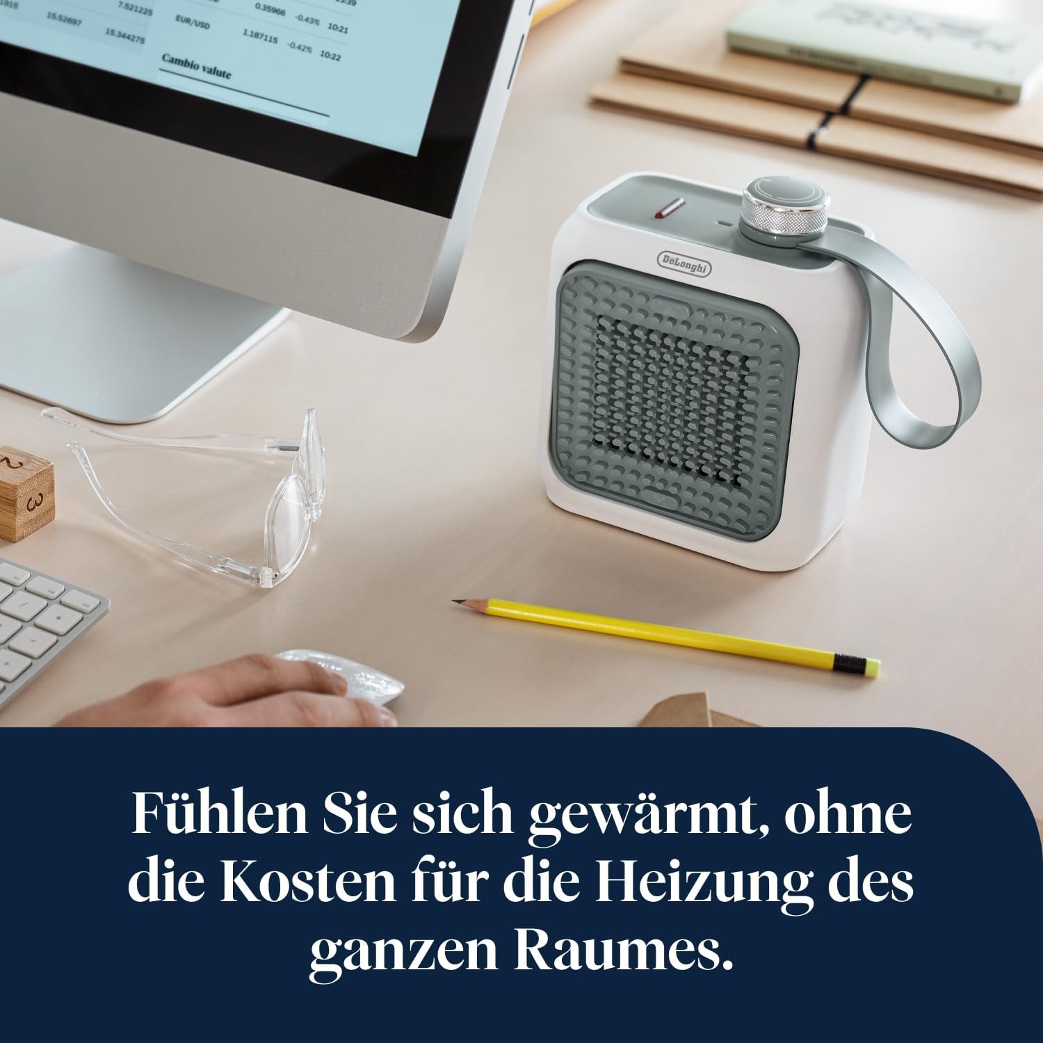 image:imageDeLonghi Capsule Desk KeramikHeizlfter Kompakter Tischheizlfter Sofortige Wrme Leise Automatische Abschaltung bei Umkippen 360 W Salbeigrn HFX10B03GRGrn