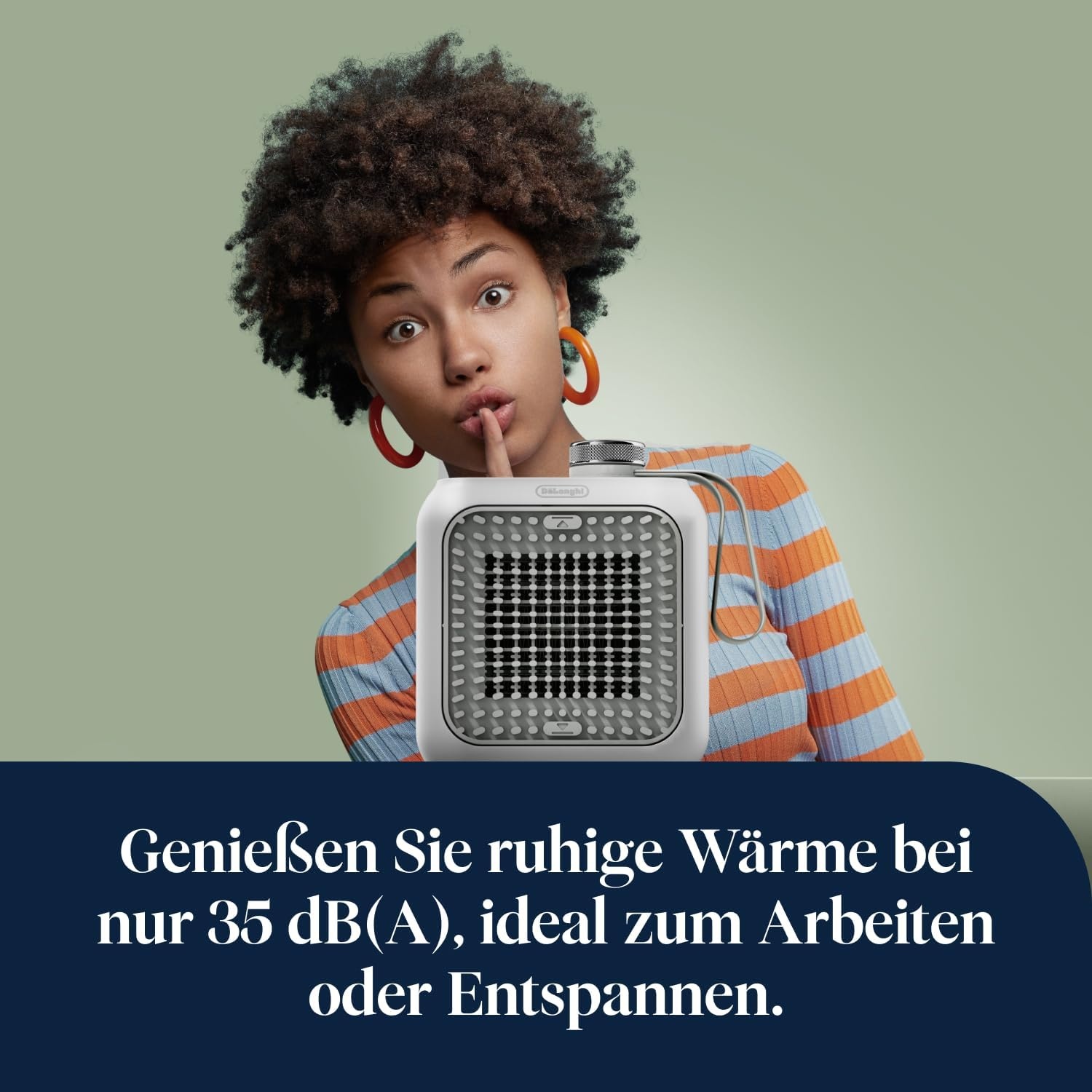 image:imageDeLonghi Capsule Desk KeramikHeizlfter Kompakter Tischheizlfter Sofortige Wrme Leise Automatische Abschaltung bei Umkippen 360 W Salbeigrn HFX10B03GRGrn