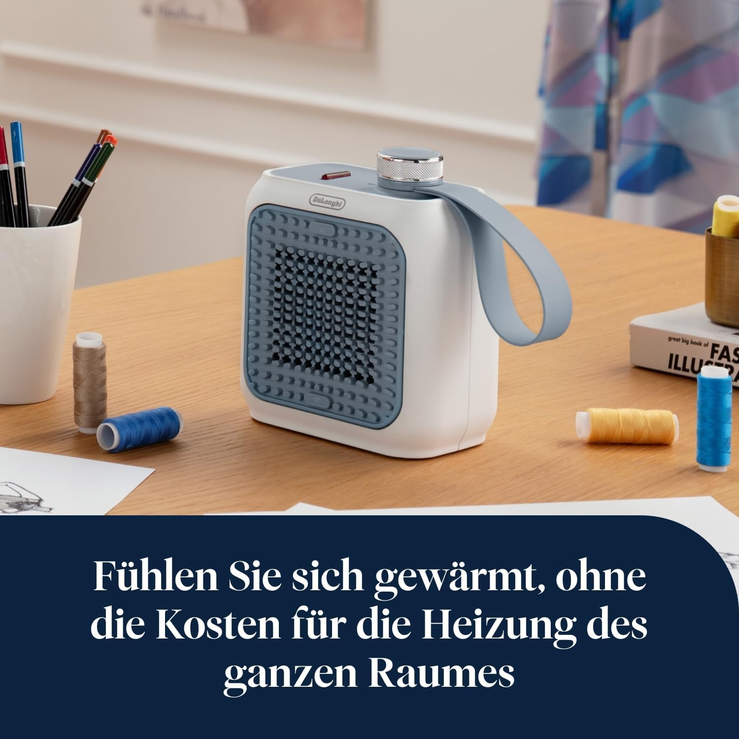 image:imageDeLonghi Capsule Desk KeramikHeizlfter Kompakter Tischheizlfter Sofortige Wrme Leise Automatische Abschaltung bei Umkippen 360 W Salbeigrn HFX10B03GRHellblau