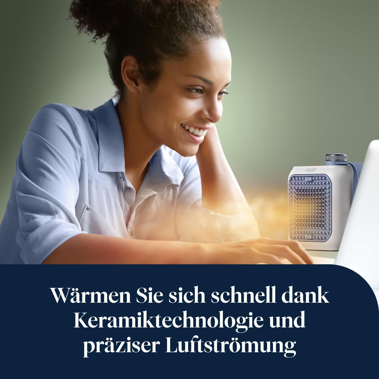 image:imageDeLonghi Capsule Desk KeramikHeizlfter Kompakter Tischheizlfter Sofortige Wrme Leise Automatische Abschaltung bei Umkippen 360 W Salbeigrn HFX10B03GRHellblau
