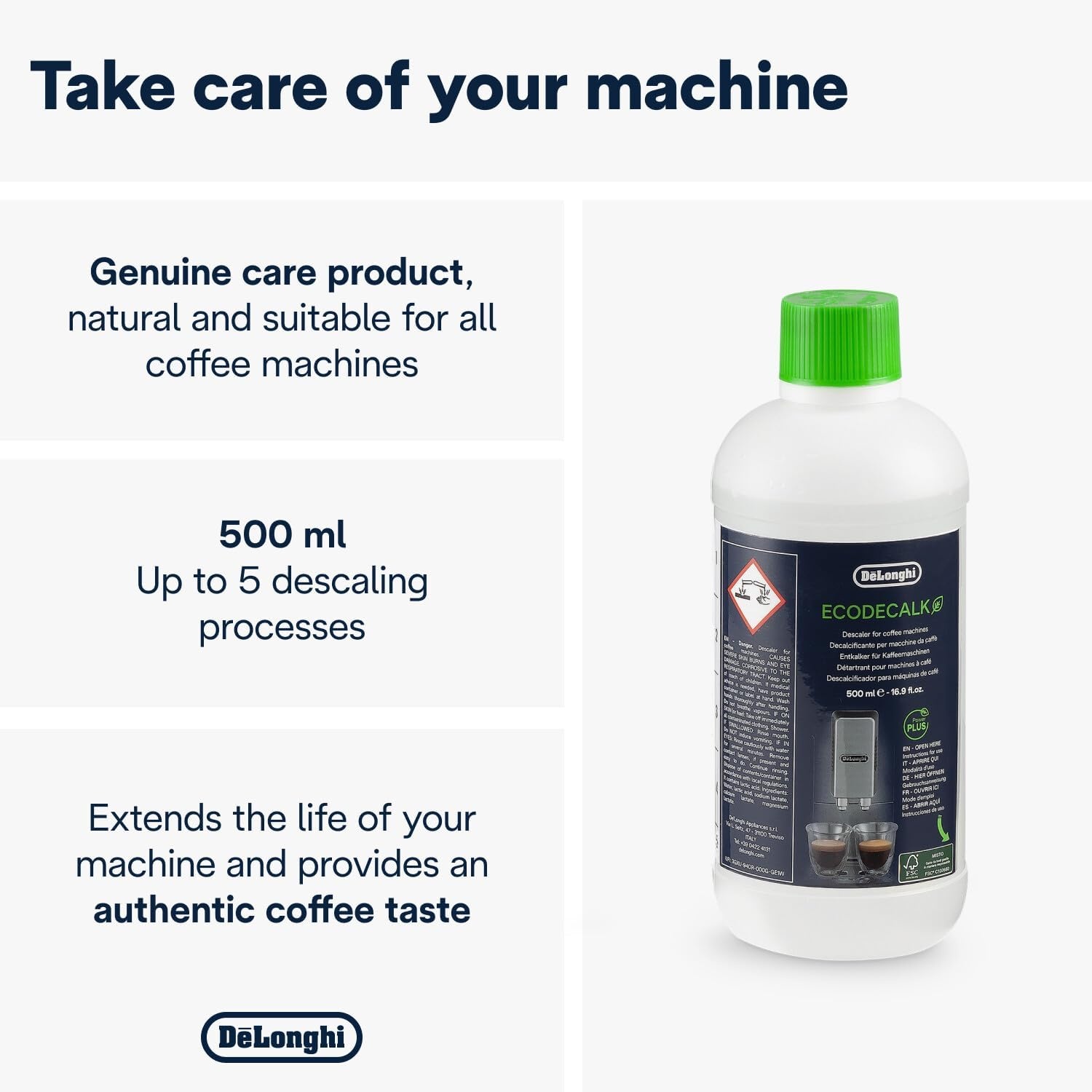 image:imageDeLonghi Decalk Care KaffeemaschinenEntkalker 10 Entkalkungsdosen500 ml 2er Pack