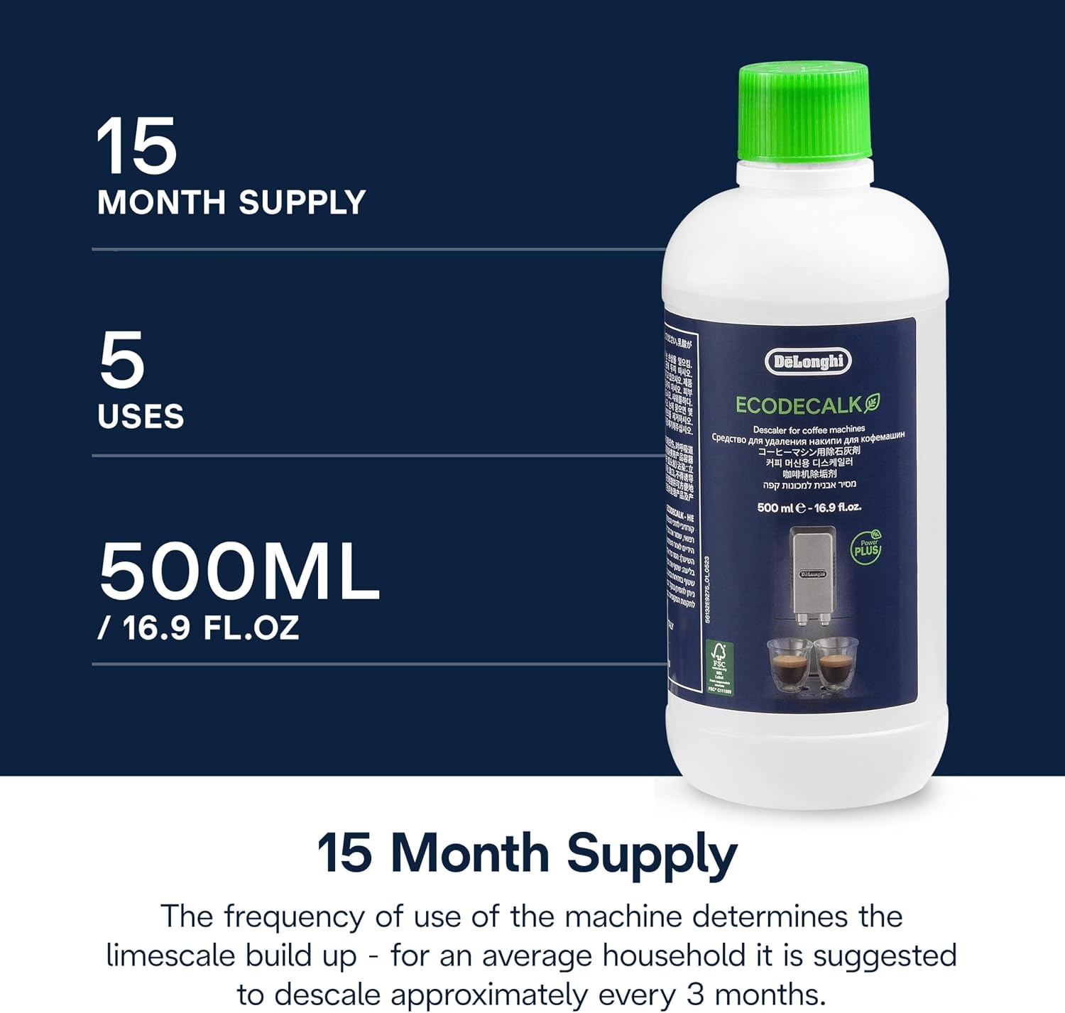 image:imageDeLonghi Decalk Care KaffeemaschinenEntkalker 10 Entkalkungsdosen500 ml 2er Pack