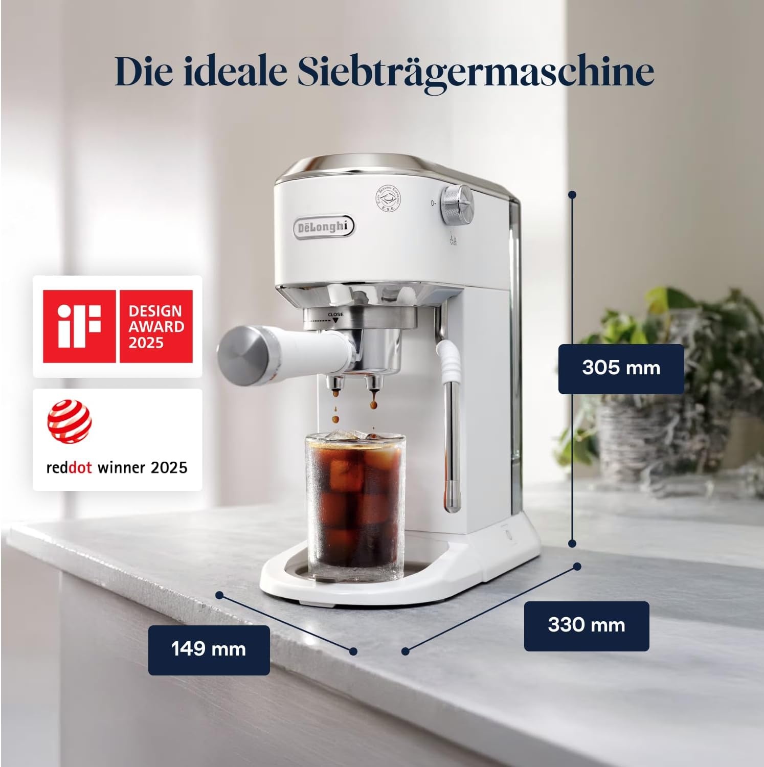 image:imageDeLonghi Dedica Duo Manuelle Espressomaschine mit Cold Brew GrnWei