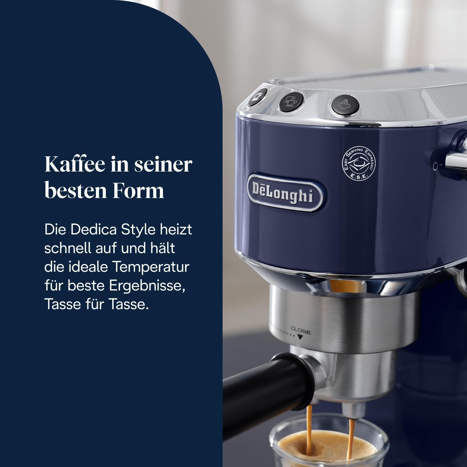 image:imageDeLonghi Dedica Style Espressomaschine mit Manuellem MilchaufschumerElektrisches Blau