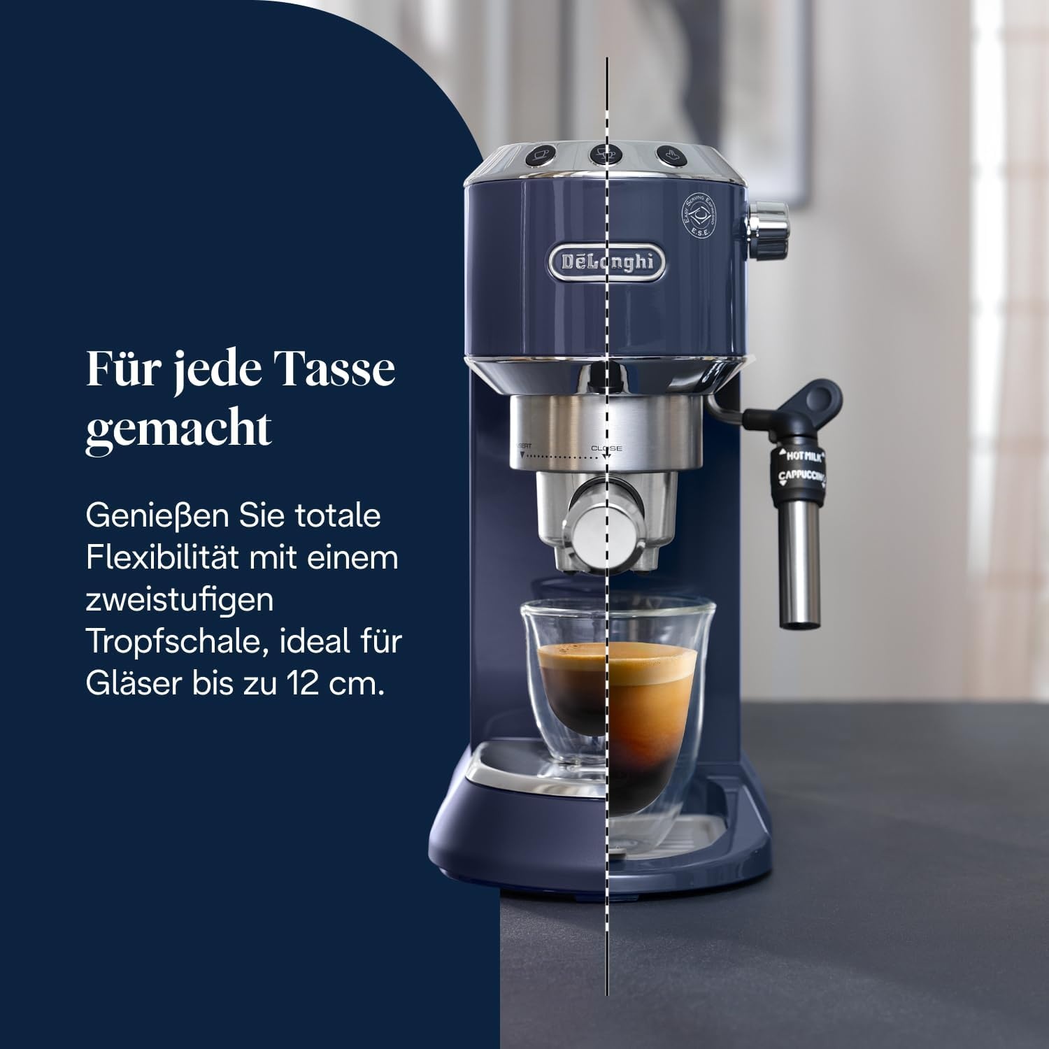 image:imageDeLonghi Dedica Style Espressomaschine mit Manuellem MilchaufschumerElektrisches Blau