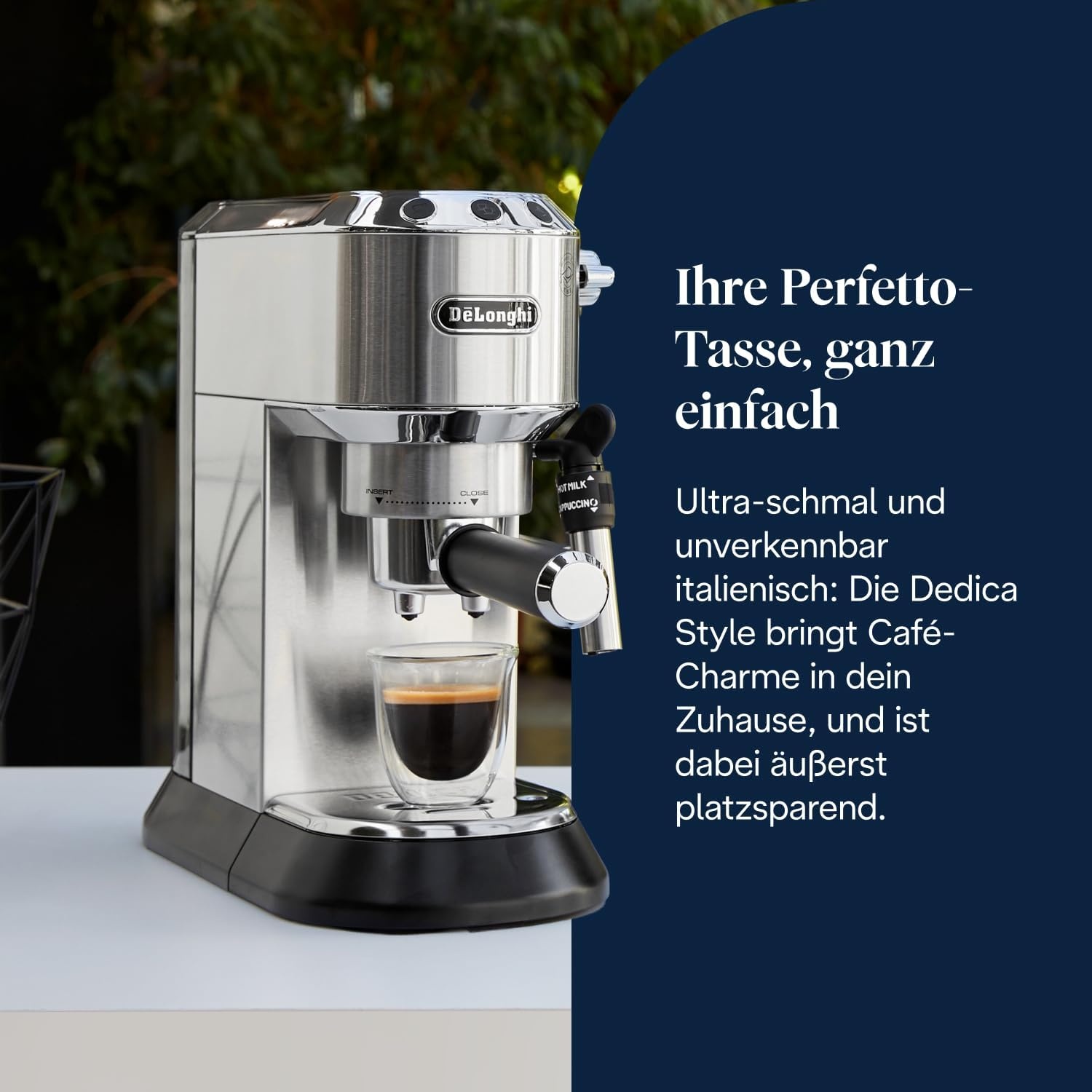 image:imageDeLonghi Dedica Style Espressomaschine mit Manuellem MilchaufschumerMetal