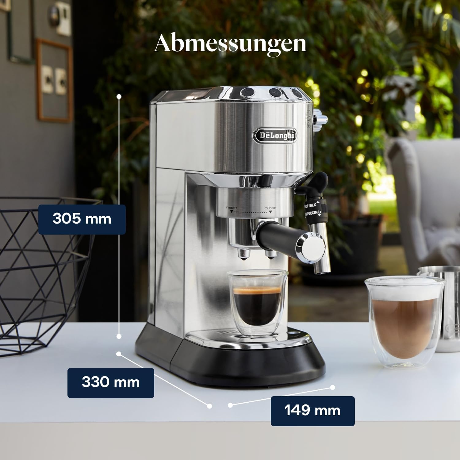 image:imageDeLonghi Dedica Style Espressomaschine mit Manuellem MilchaufschumerMetal