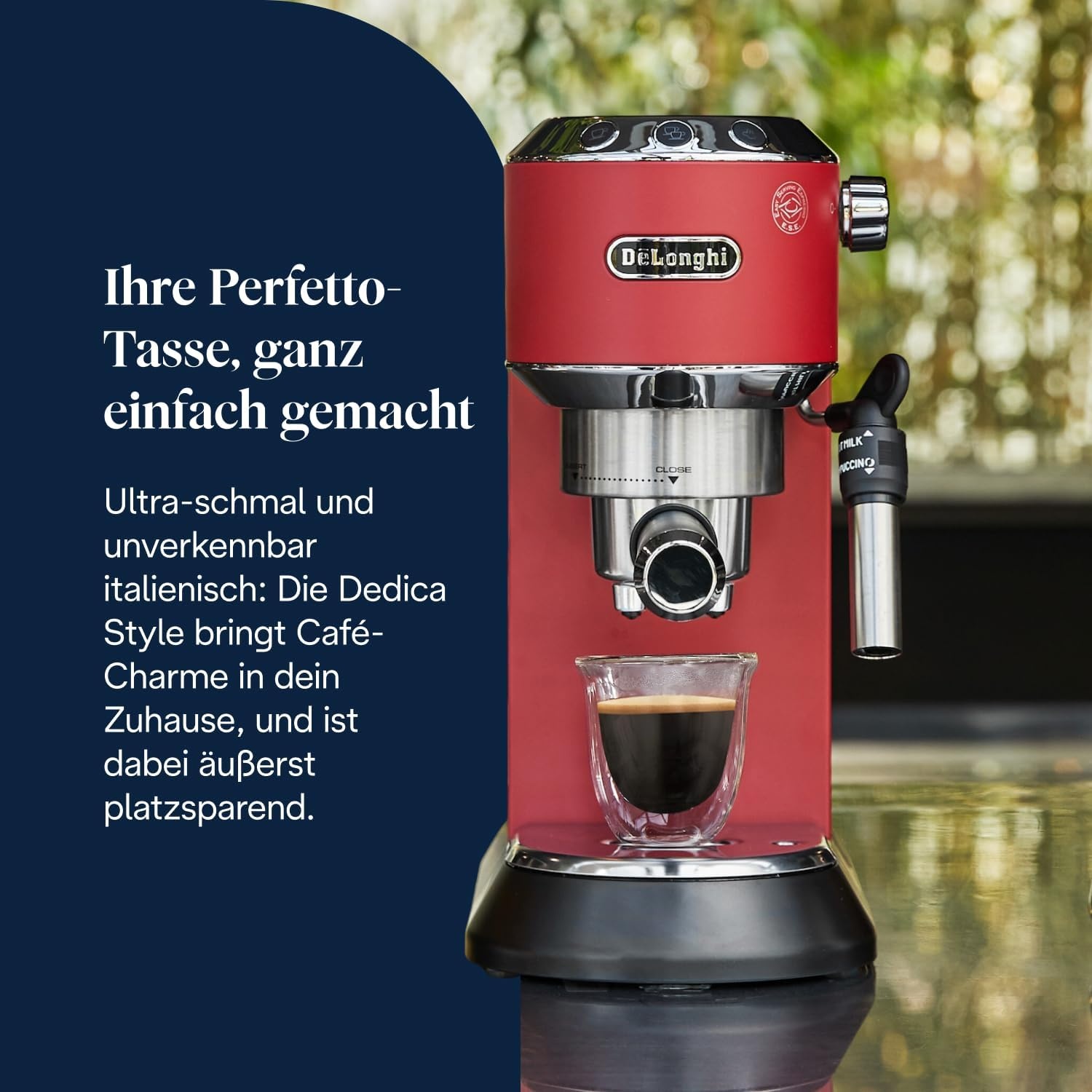 image:imageDeLonghi Dedica Style Espressomaschine mit Manuellem MilchaufschumerRot