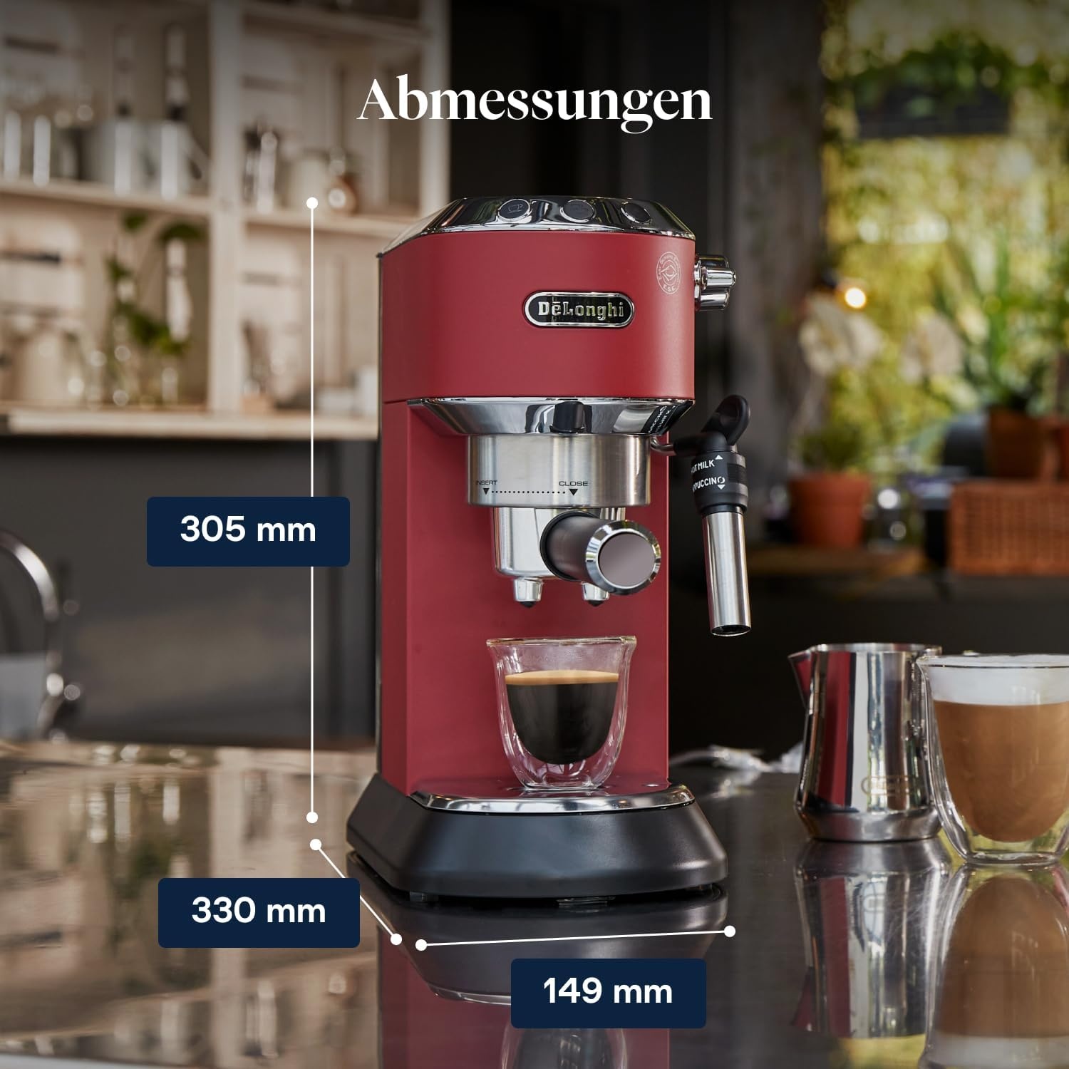 image:imageDeLonghi Dedica Style Espressomaschine mit Manuellem MilchaufschumerRot