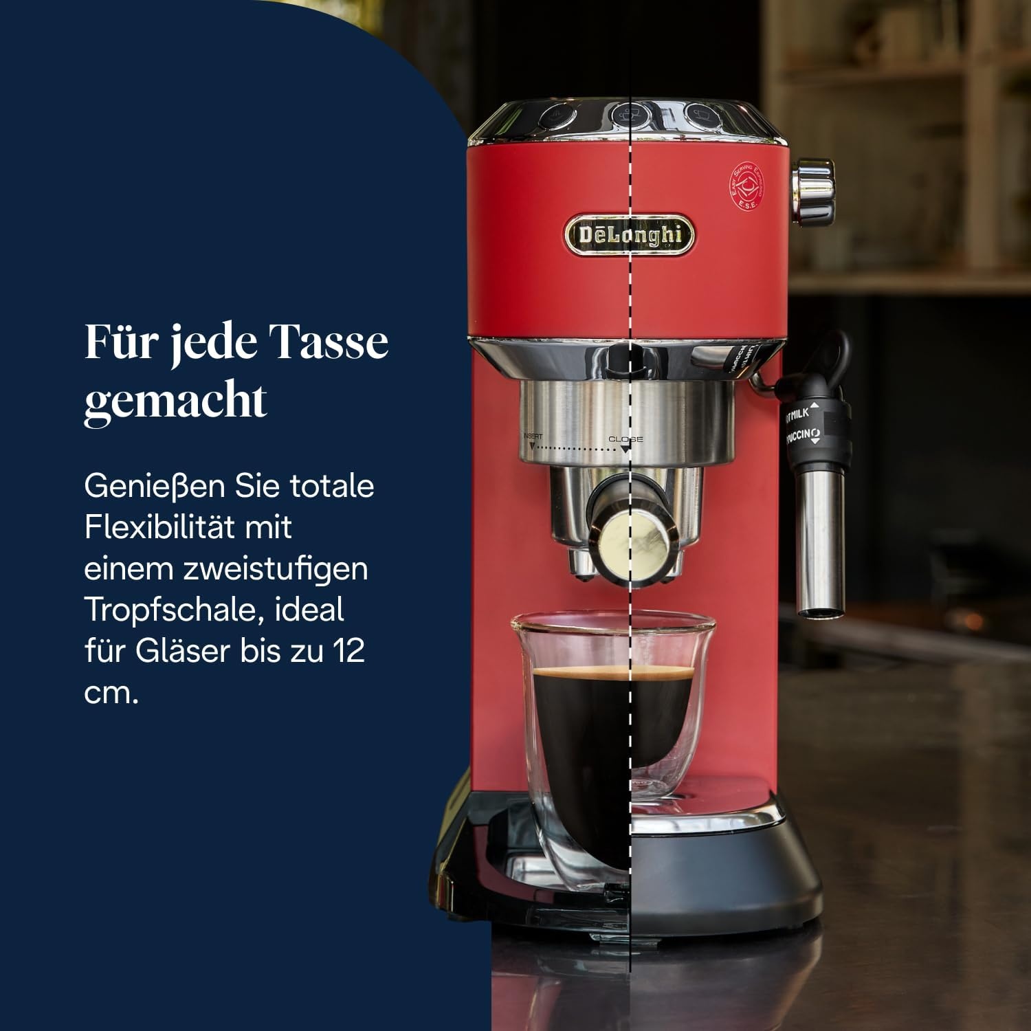 image:imageDeLonghi Dedica Style Espressomaschine mit Manuellem MilchaufschumerRot