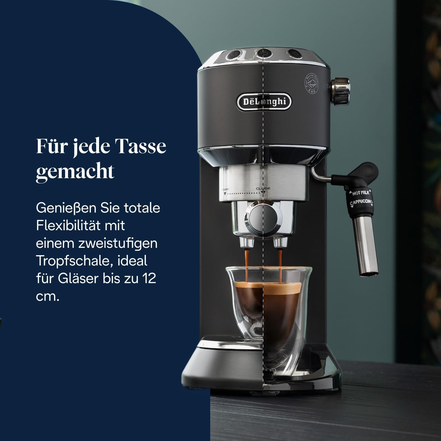 image:imageDeLonghi Dedica Style Espressomaschine mit Manuellem MilchaufschumerSchwarz