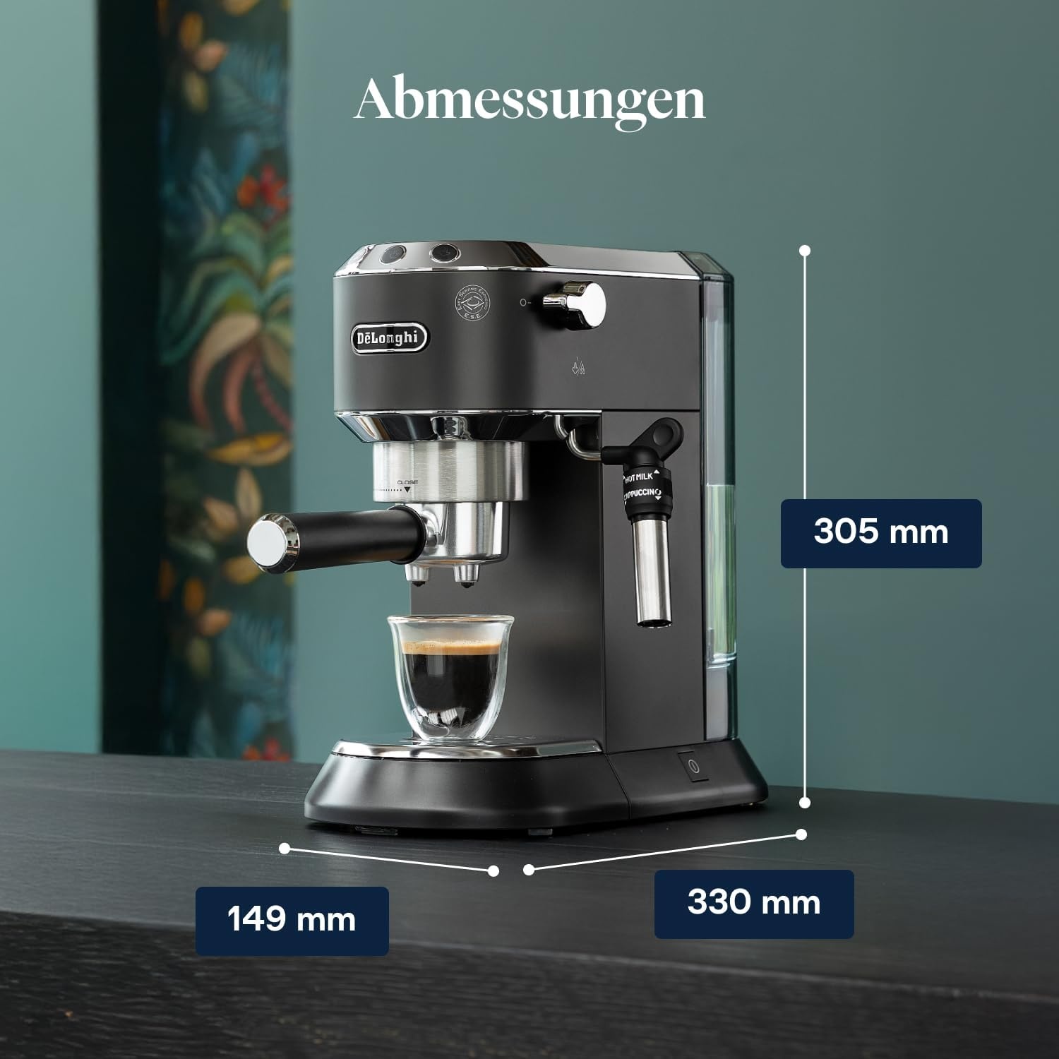 image:imageDeLonghi Dedica Style Espressomaschine mit Manuellem MilchaufschumerSchwarz