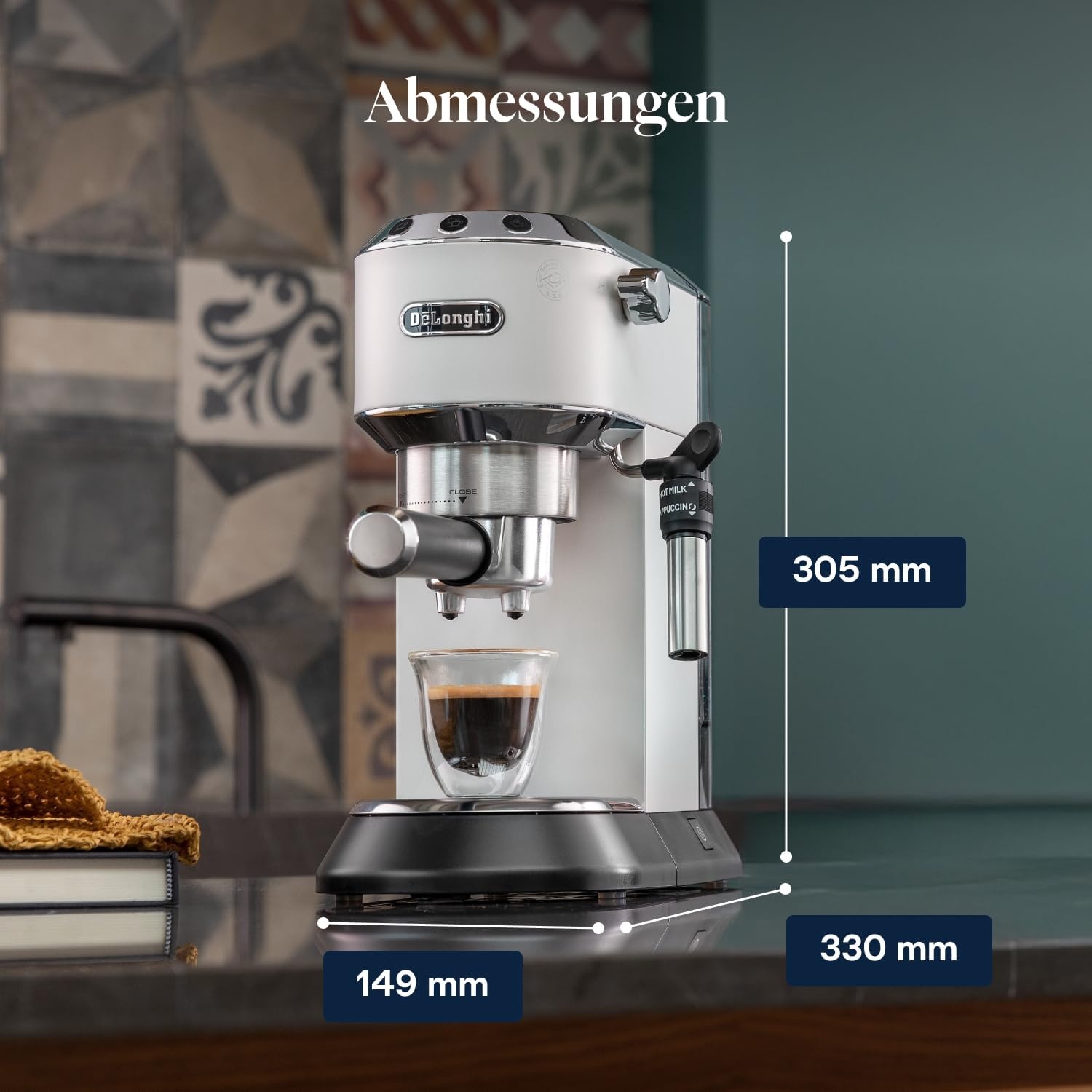 image:imageDeLonghi Dedica Style Espressomaschine mit Manuellem MilchaufschumerWei