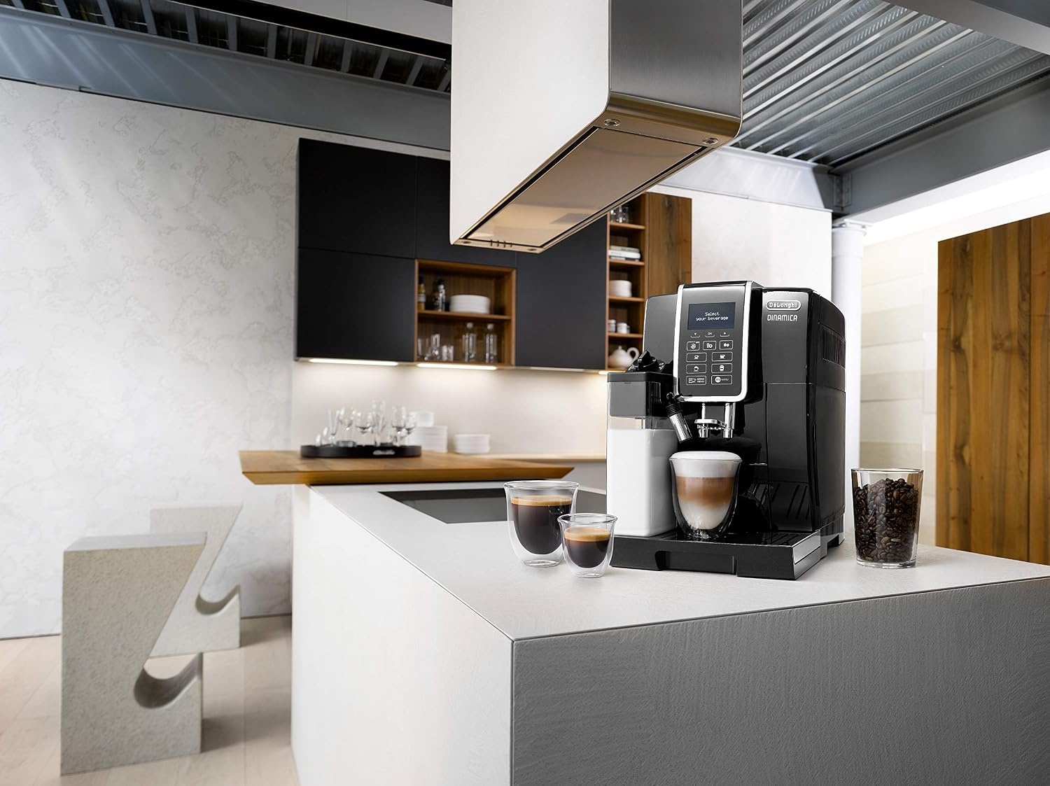 image:imageDeLonghi Dinamica Kaffeevollautomat 4 Getrnke SchwarzKaffeevollautomat mit Digitaldisplay