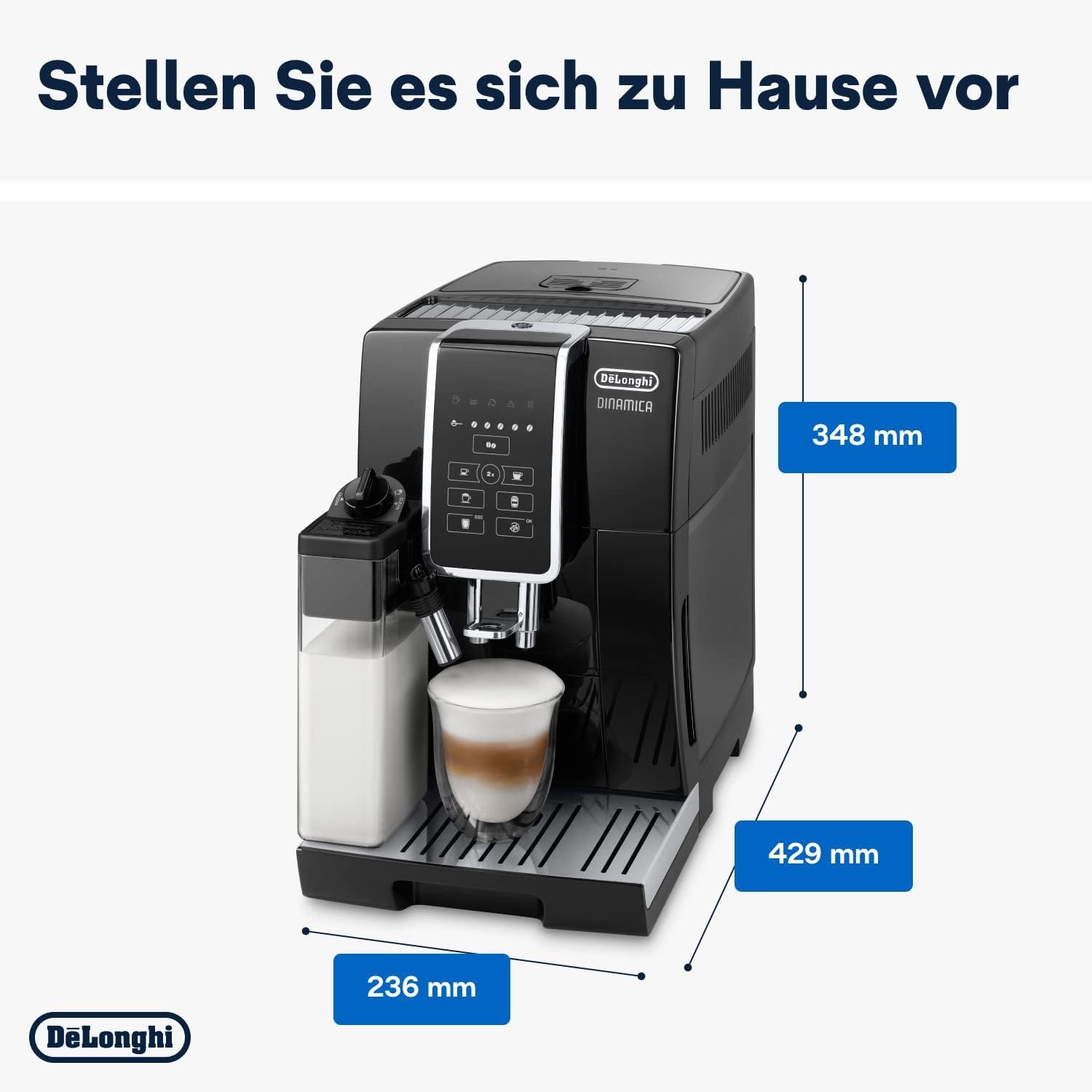 image:imageDeLonghi Dinamica Kaffeevollautomat 4 Getrnke SchwarzKaffeevollautomat mit Direktwahltasten