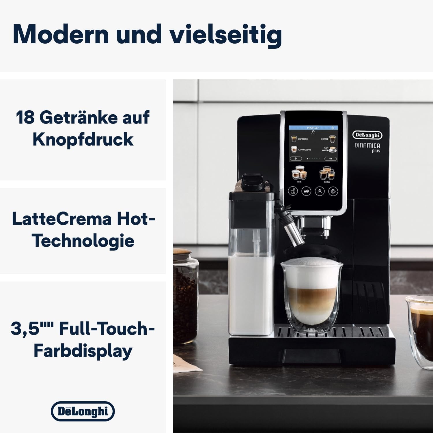 image:imageDeLonghi Dinamica Plus Kaffeevollautomat 18 Getrnke Schwarz18 Getrnke
