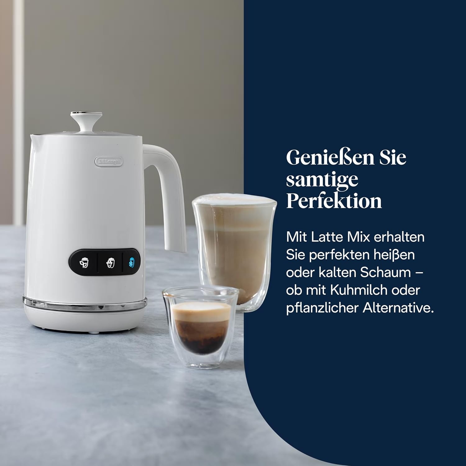 image:imageDeLonghi Elektrischer Milchaufschumer LatteMix EMF3W fr heie amp kalte Milch amp pflanzlichen Alternativen einfache Reinigung transparenter Deckel 3 Tasten 250ml Wei