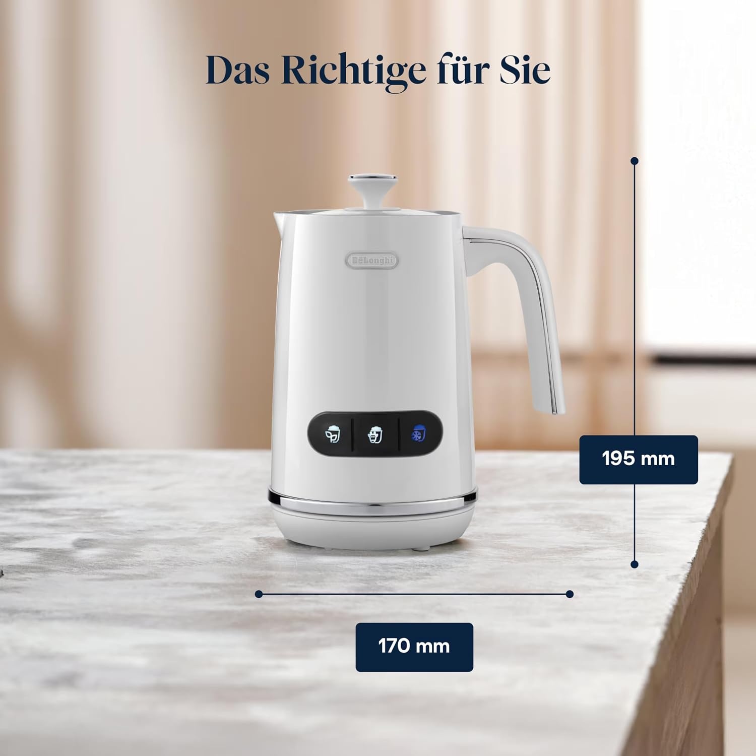 image:imageDeLonghi Elektrischer Milchaufschumer LatteMix EMF3W fr heie amp kalte Milch amp pflanzlichen Alternativen einfache Reinigung transparenter Deckel 3 Tasten 250ml Wei