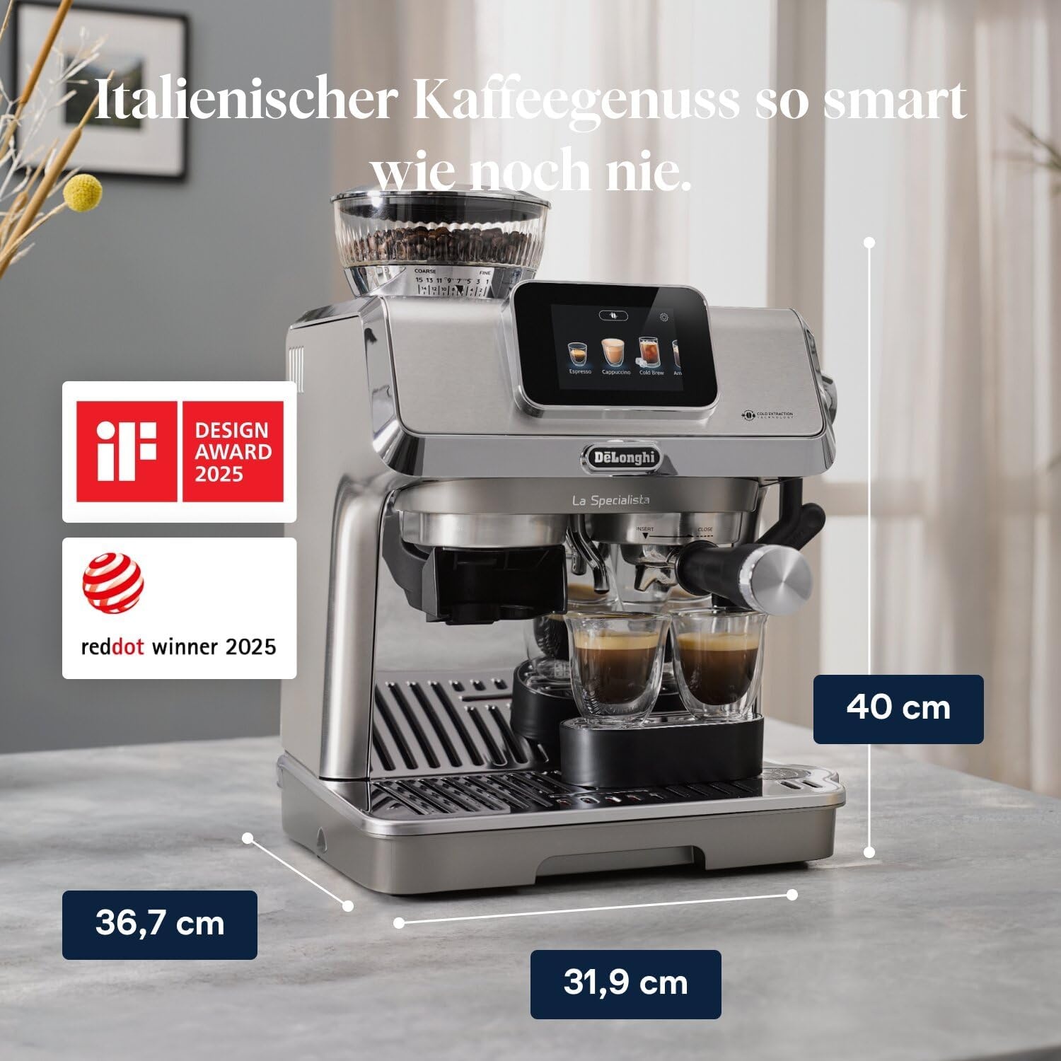 image:imageDeLonghi La Specialista Arte Evo Espressomaschine 4 Getrnke TitanKaltbrhkaffee Touchscreen