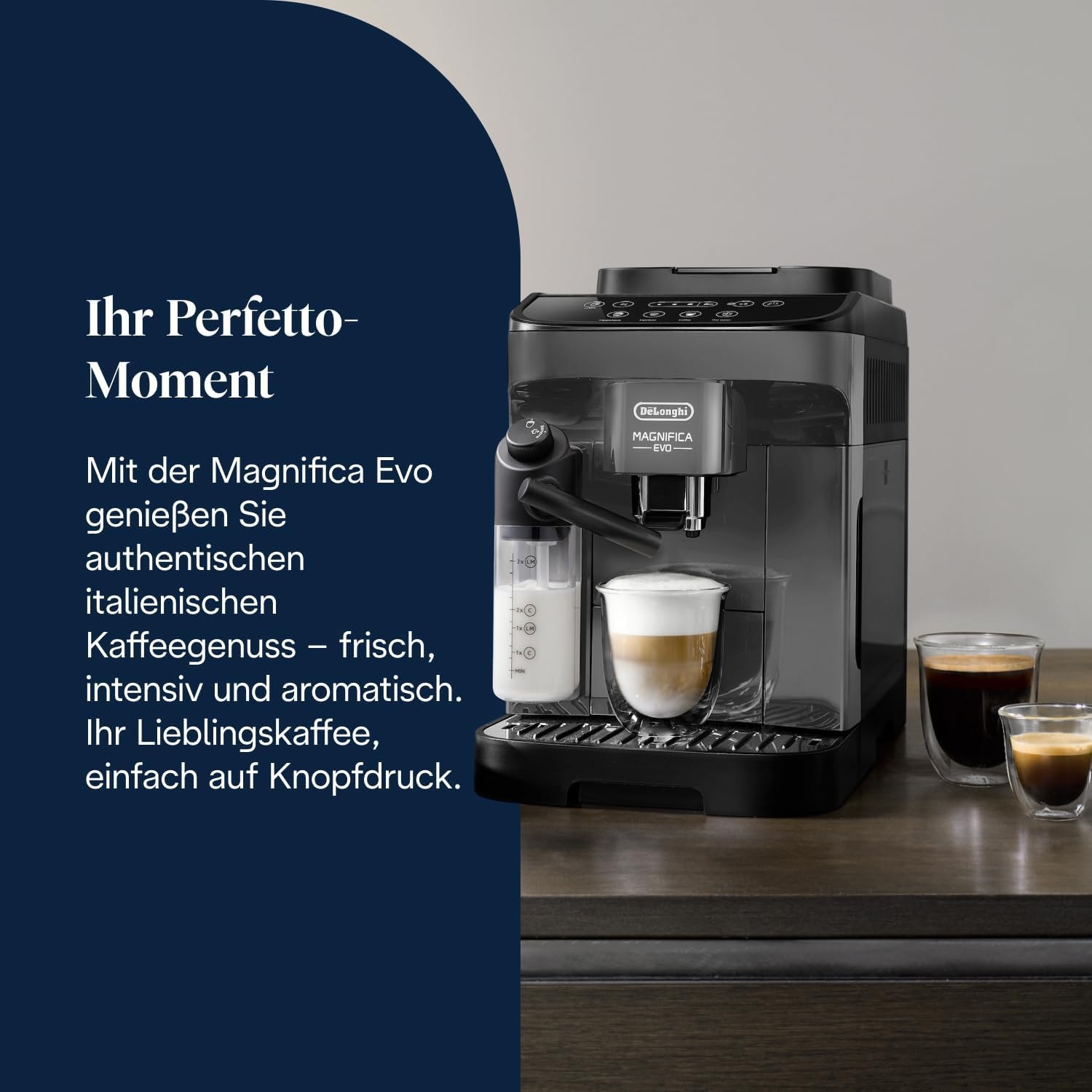 image:imageDeLonghi Magnifica Evo Kaffeevollautomat 4 Getrnke DunkelgrauAutomatisches Milchschaum Grau
