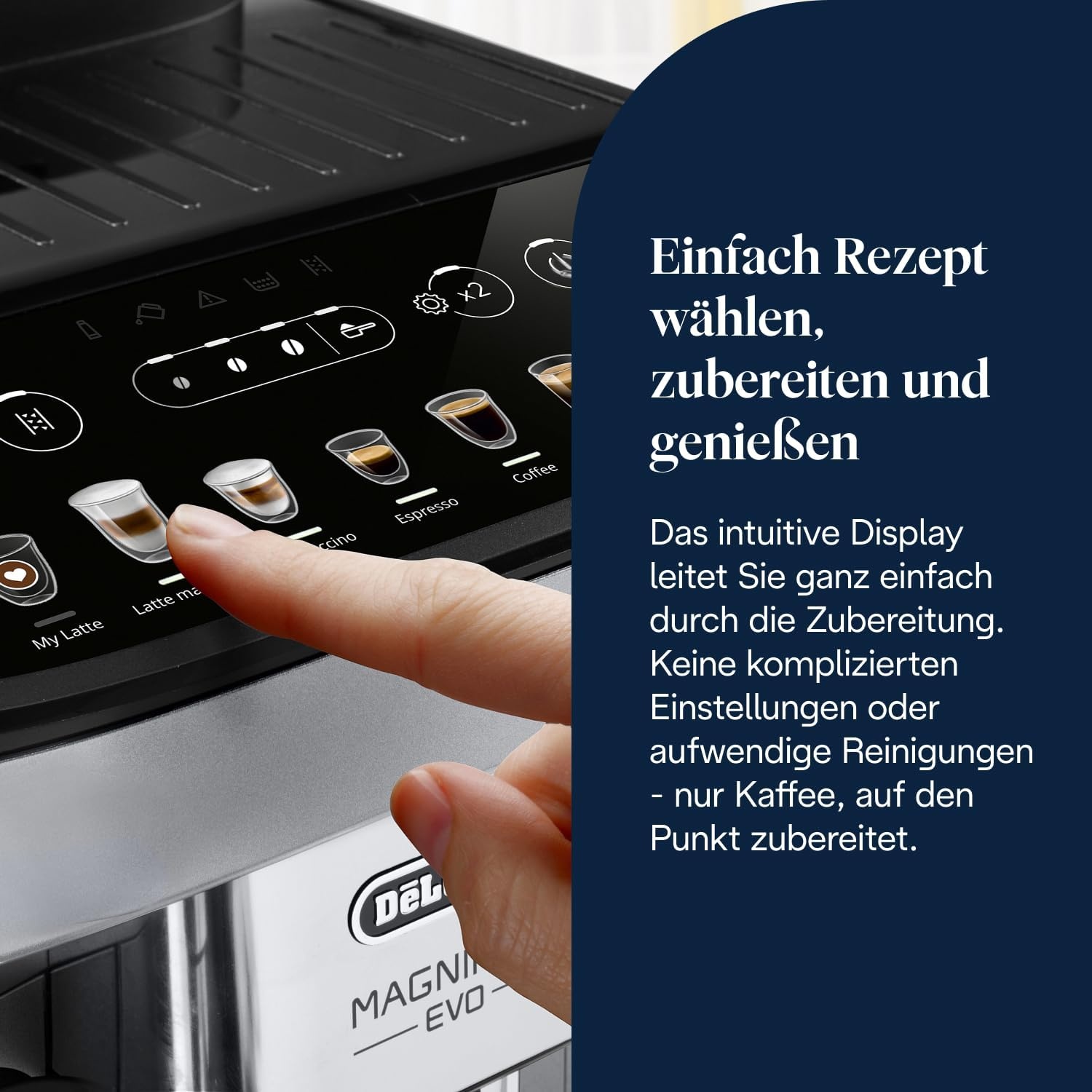 image:imageDeLonghi Magnifica Evo Kaffeevollautomat 4 Getrnke DunkelgrauAutomatisches Milchschaum Silber