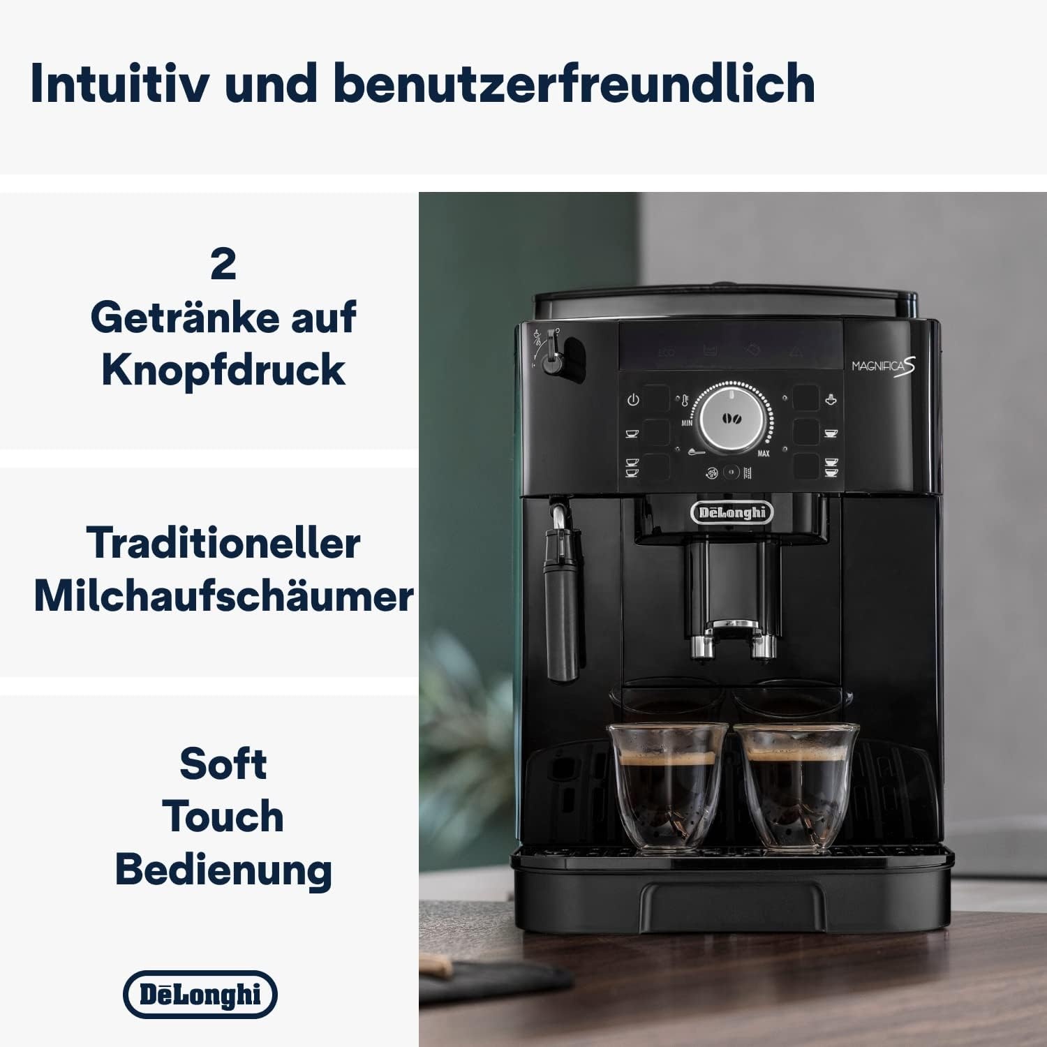 image:imageDeLonghi Magnifica Evo Kaffeevollautomat 5 Getrnke Silber3 Funktionen Schwarz