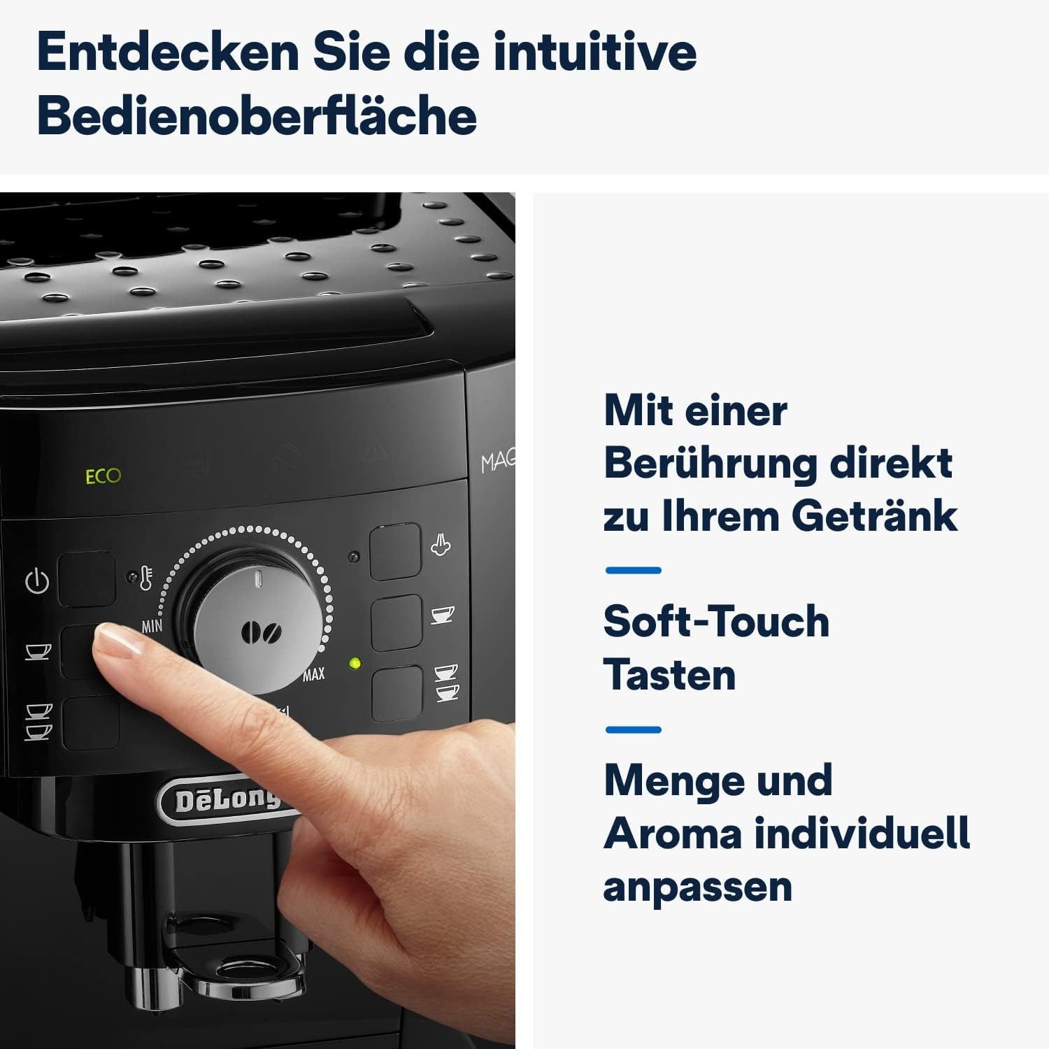 image:imageDeLonghi Magnifica Evo Kaffeevollautomat 5 Getrnke Silber3 Funktionen Schwarz