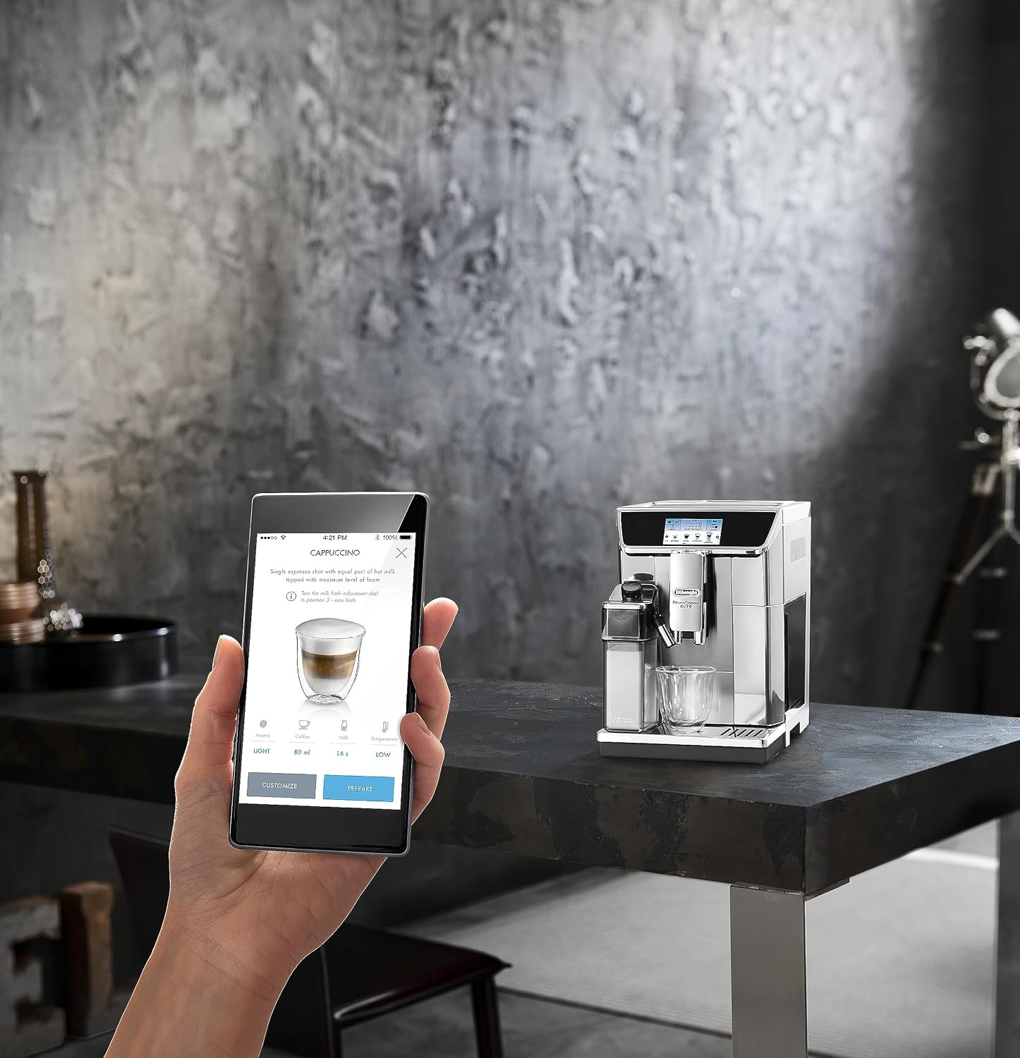image:imageDeLonghi PrimaDonna Elite Experience ECAM 65685MS Kaffeevollautomat mit LatteCrema Milchsystem Cappuccino 43 Zoll Farbdisplay AppSteuerung Trinkschokoladenfunktion Edelstahlfront silber