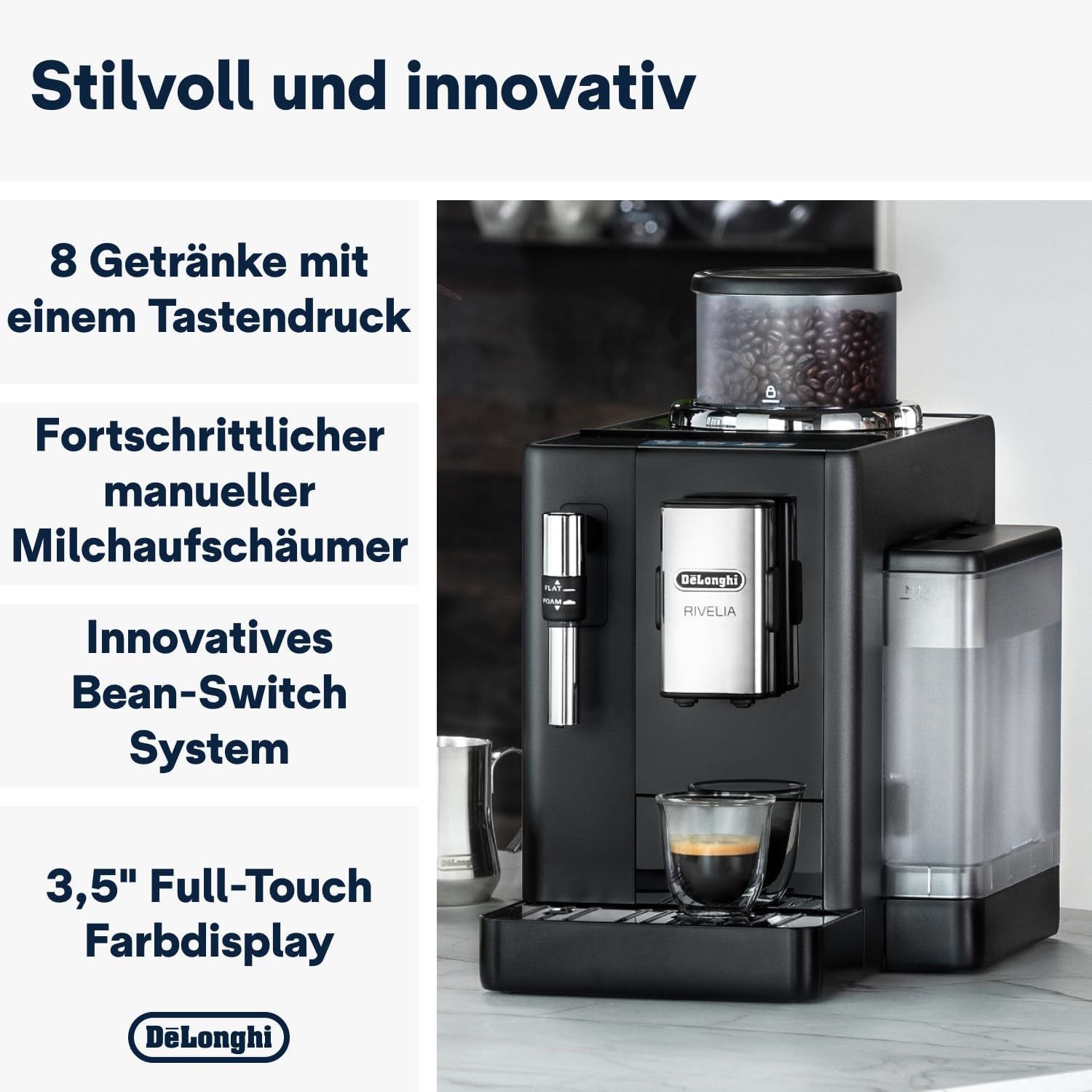 image:imageDeLonghi Rivelia Kaffeevollautomat 16 Getrnke GrauSchwarz