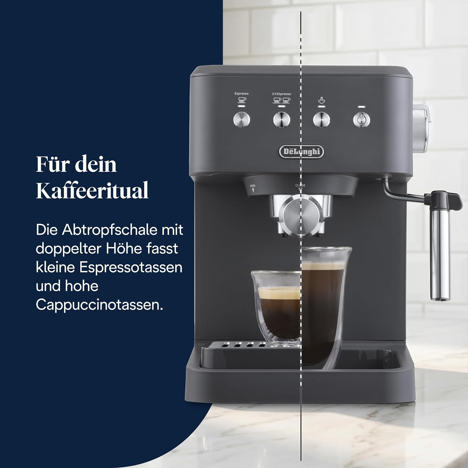 image:imageDeLonghi Siebtrgermaschine Classic EM450M Espressomaschine mit professionellem Milchaufschumer Vollmetallgehuse 15 Bar 17 l Wassertank EdelstahlMetallGrau