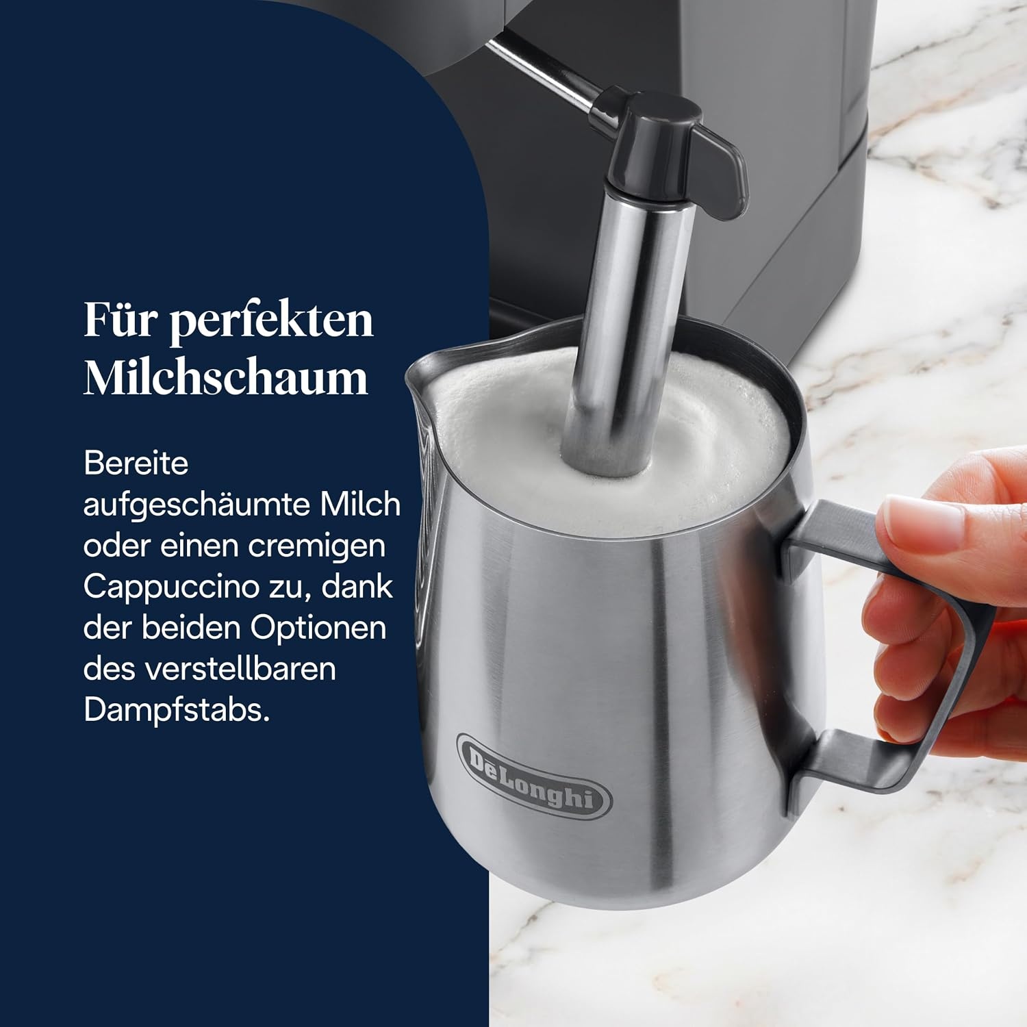 image:imageDeLonghi Siebtrgermaschine Classic EM450M Espressomaschine mit professionellem Milchaufschumer Vollmetallgehuse 15 Bar 17 l Wassertank EdelstahlMetallGrau