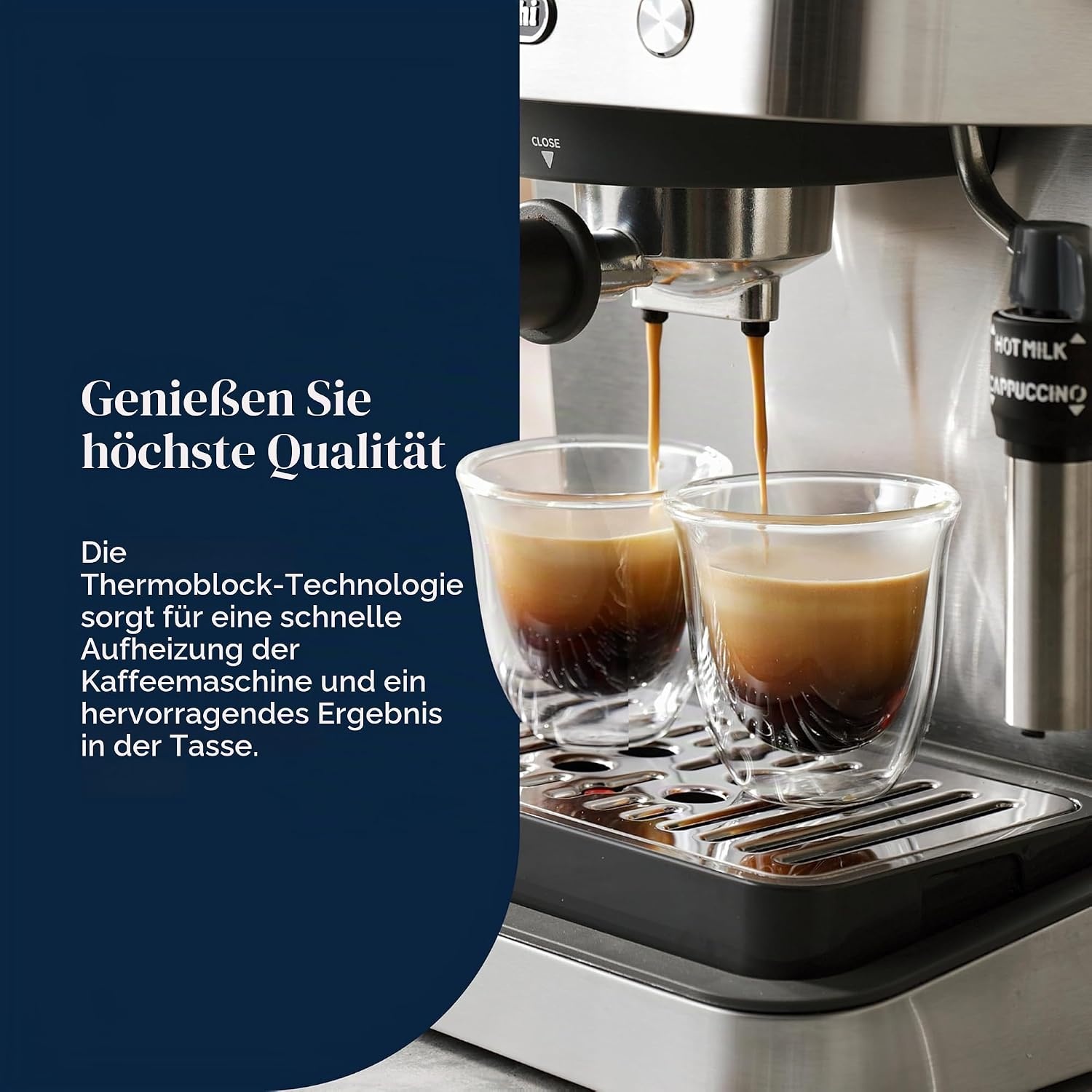 image:imageDeLonghi Siebtrgermaschine Classic EM450M Espressomaschine mit professionellem Milchaufschumer Vollmetallgehuse 15 Bar 17 l Wassertank EdelstahlMetallEdelstahlMetall