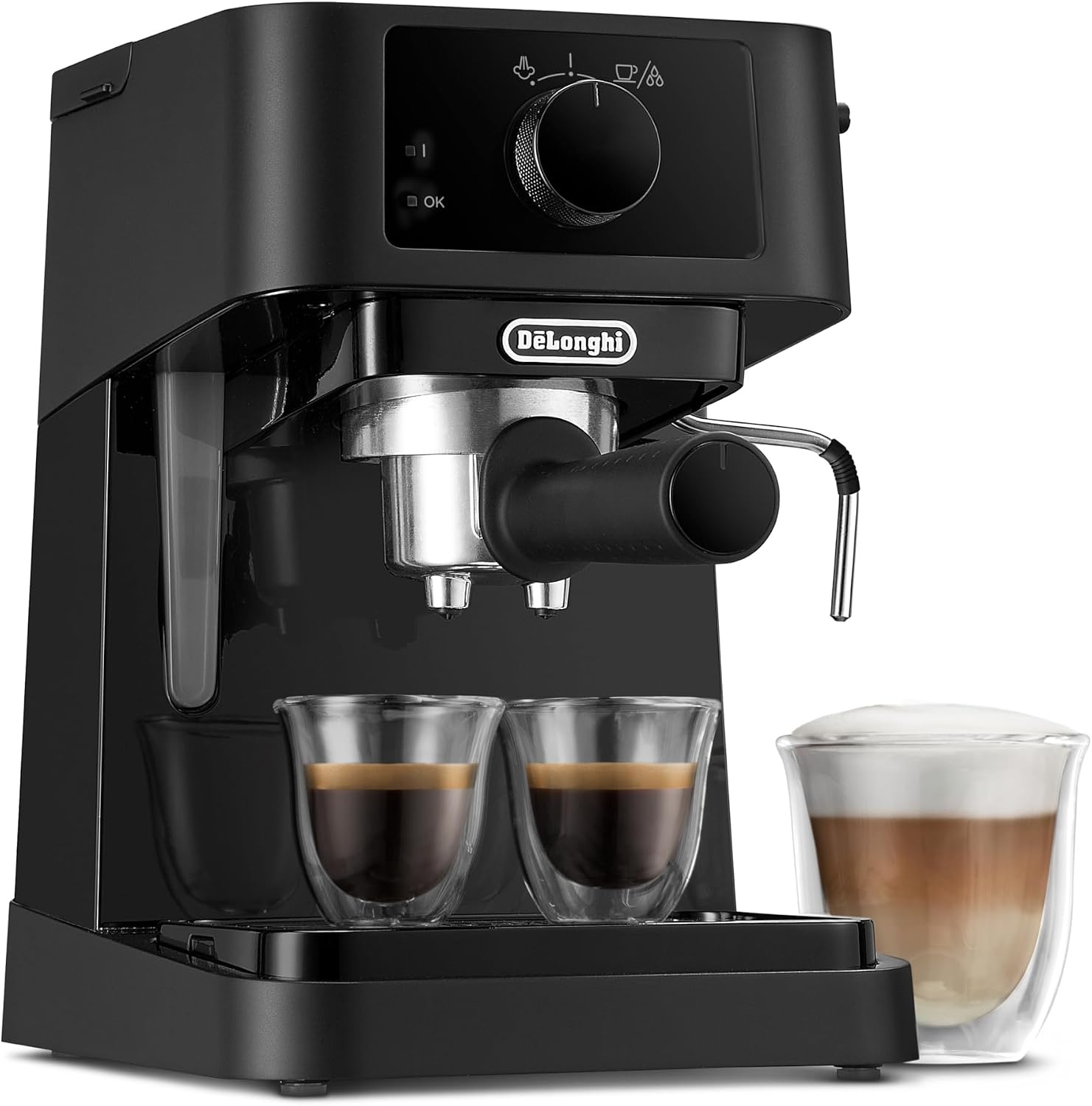 image:imageDeLonghi Stilosa Espressomaschine mit Manuellem Milchaufschumer SchwarzSchwarz