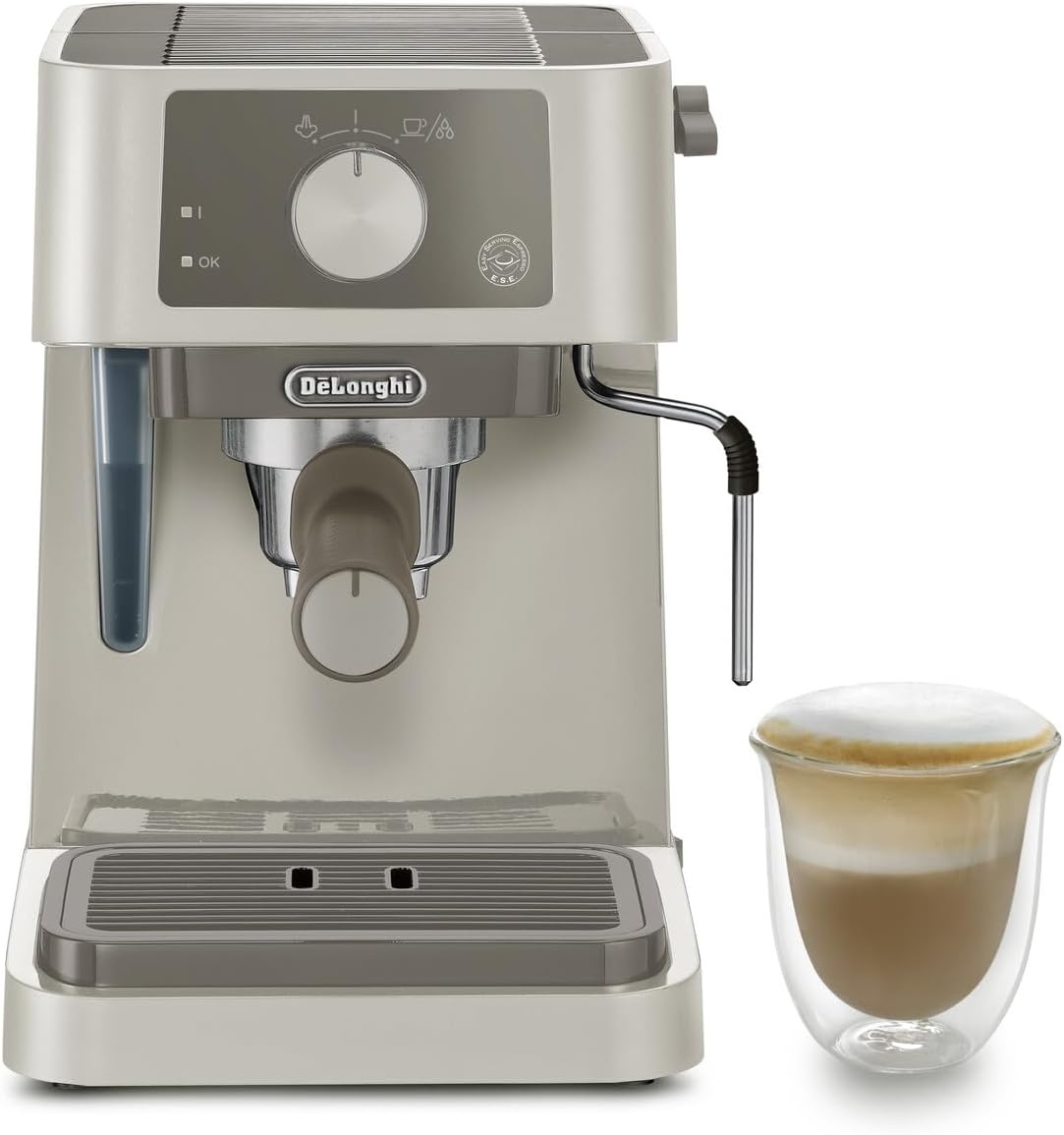 image:imageDeLonghi Stilosa EC235CR Espresso Siebtrgermaschine 15 Bar Pumpendruck 1100 W 1 Liter Wassertank ESE Pads geeignet CremefarbenCreme