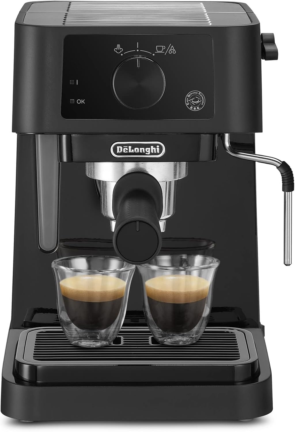 image:imageDeLonghi Stilosa EC235CR Espresso Siebtrgermaschine 15 Bar Pumpendruck 1100 W 1 Liter Wassertank ESE Pads geeignet CremefarbenSchwarz