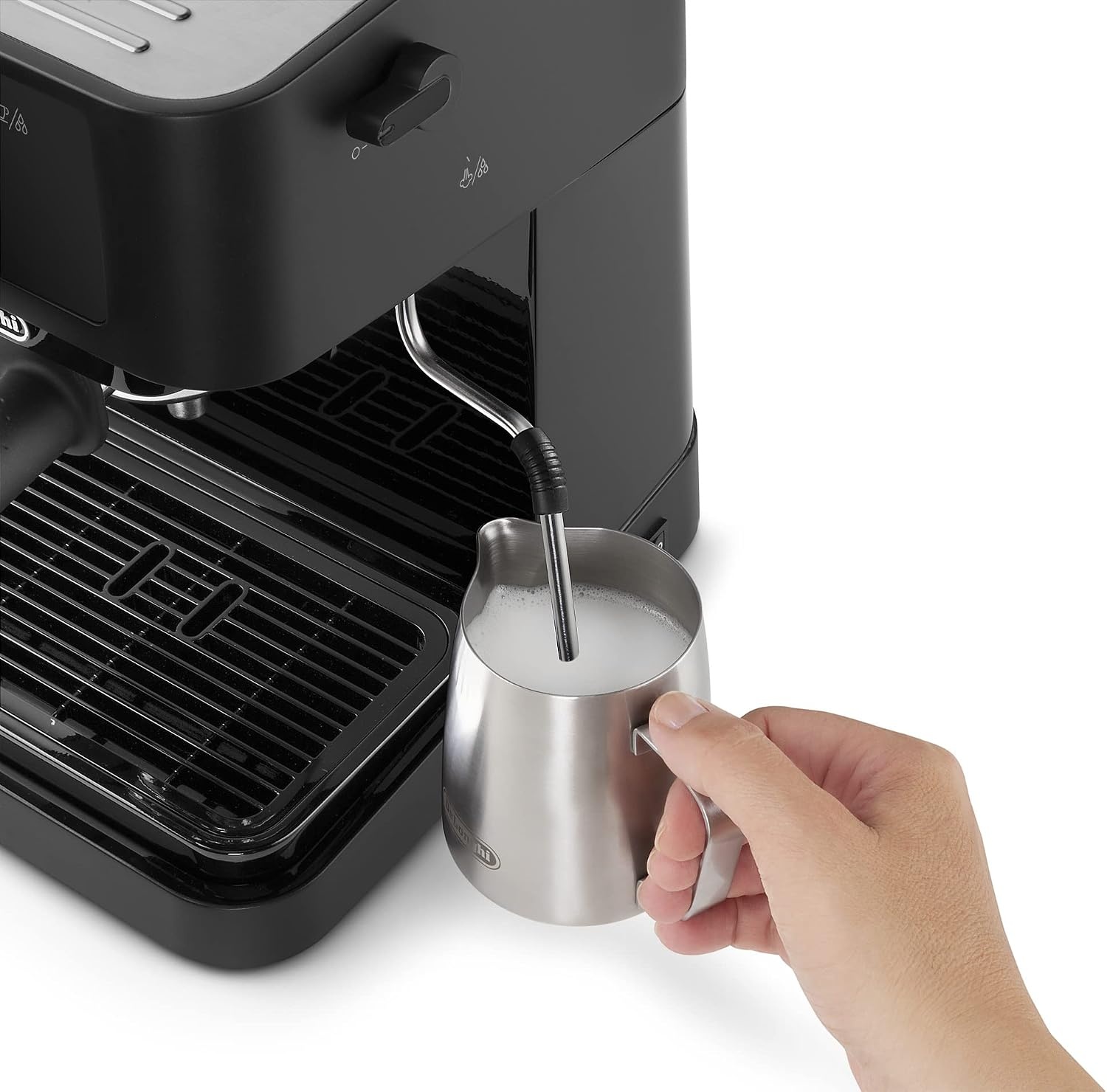 image:imageDeLonghi Stilosa EC235CR Espresso Siebtrgermaschine 15 Bar Pumpendruck 1100 W 1 Liter Wassertank ESE Pads geeignet CremefarbenSchwarz