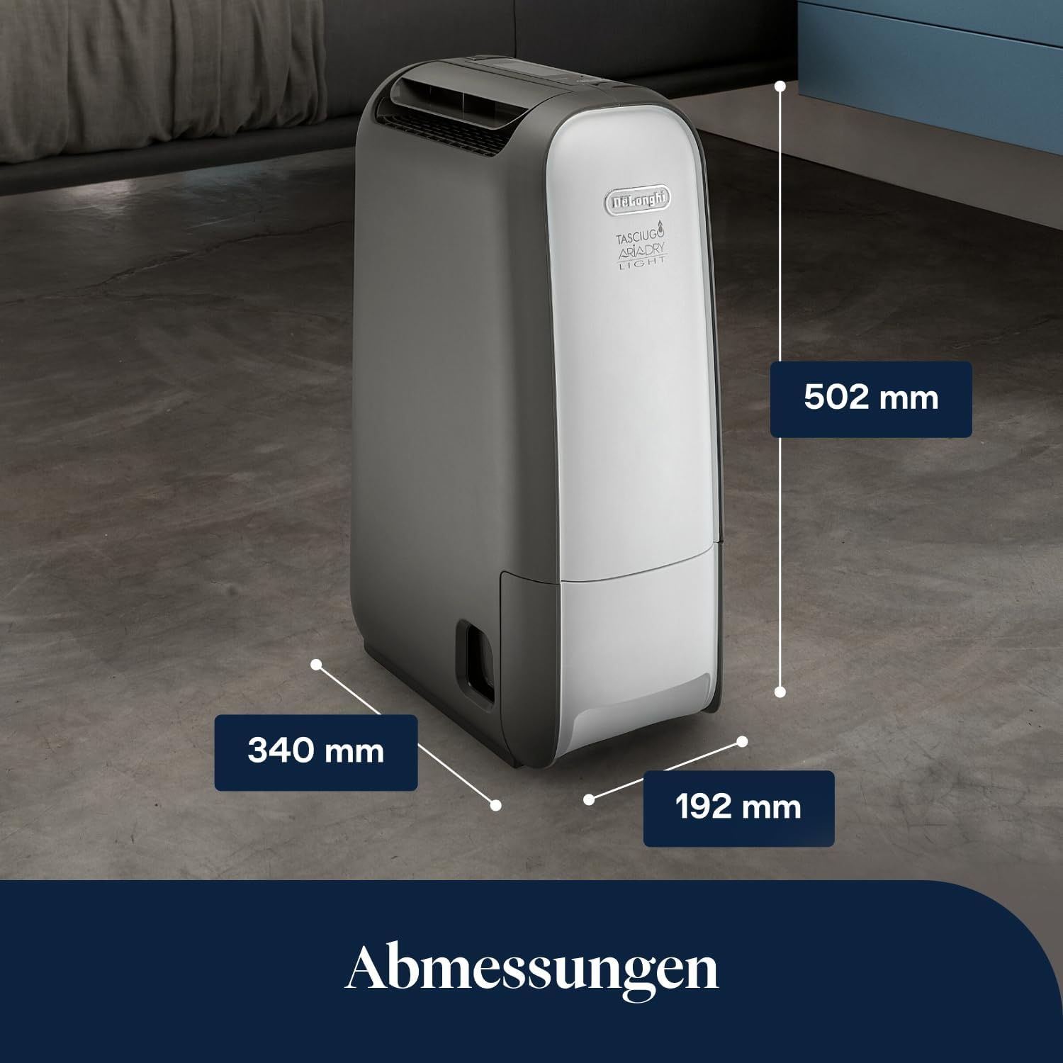 image:imageDeLonghi Tasciugo AriaDry Light Tragbarer Luftentfeuchter ZeolithTechnologie Ionisator 6LTag Feuchtigkeitsentzug Wschetrockner AntiSchimmel SwingFunktion Timer Grau DNS6575L 16 m