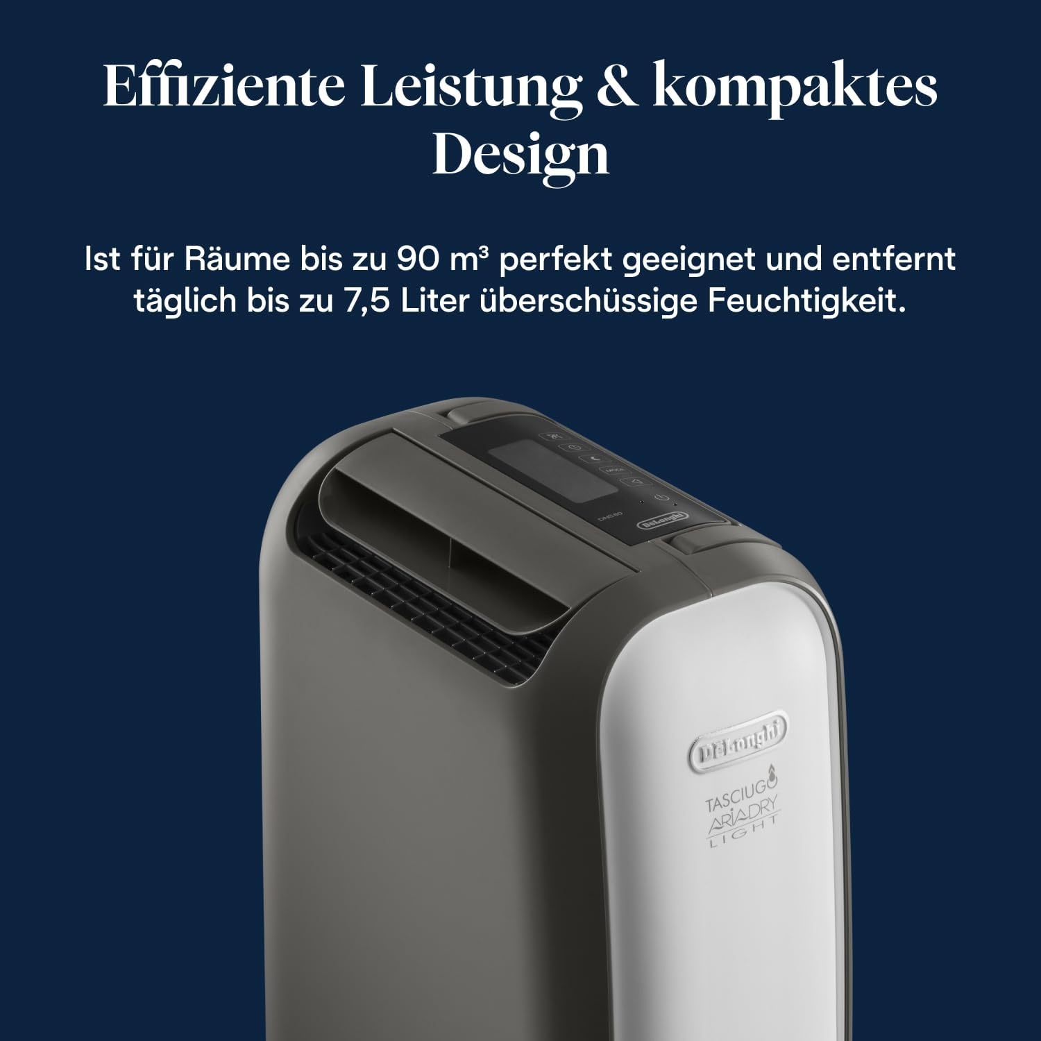 image:imageDeLonghi Tasciugo AriaDry Light Tragbarer Luftentfeuchter ZeolithTechnologie Ionisator 6LTag Feuchtigkeitsentzug Wschetrockner AntiSchimmel SwingFunktion Timer Grau DNS6575L 16 m