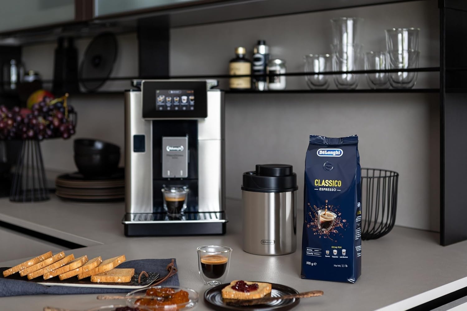 image:imageDeLonghi VakuumKaffeebehlter DLSC063 Entkalker fr Kaffeemaschinen und Kaffeevollautomaten Vakuumbehlter zur Kaffeeaufbewahrung von Kaffeebohnen und gemahlenen Kaffee mit Integrierter AnzeigeEdelstahl