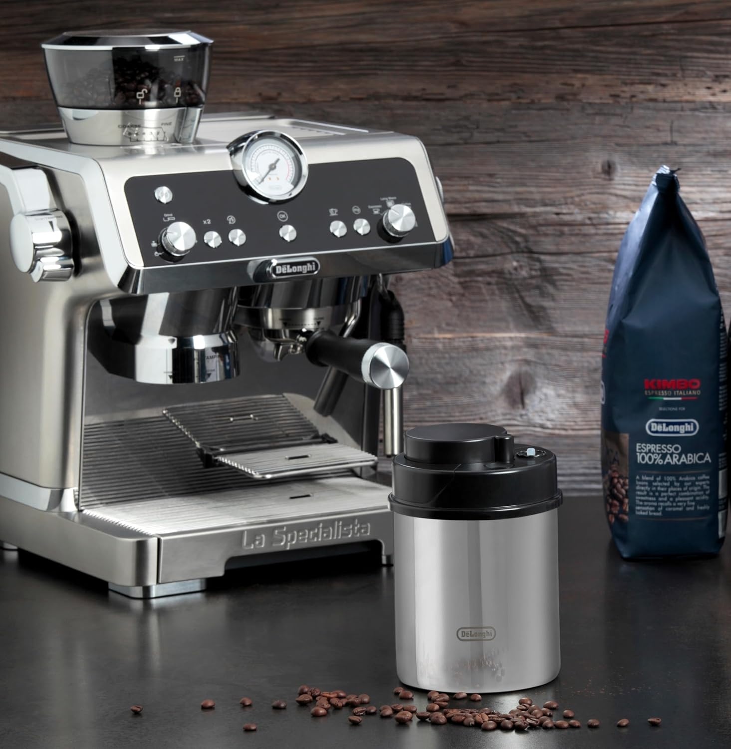 image:imageDeLonghi VakuumKaffeebehlter DLSC063 Entkalker fr Kaffeemaschinen und Kaffeevollautomaten Vakuumbehlter zur Kaffeeaufbewahrung von Kaffeebohnen und gemahlenen Kaffee mit Integrierter AnzeigeEdelstahl