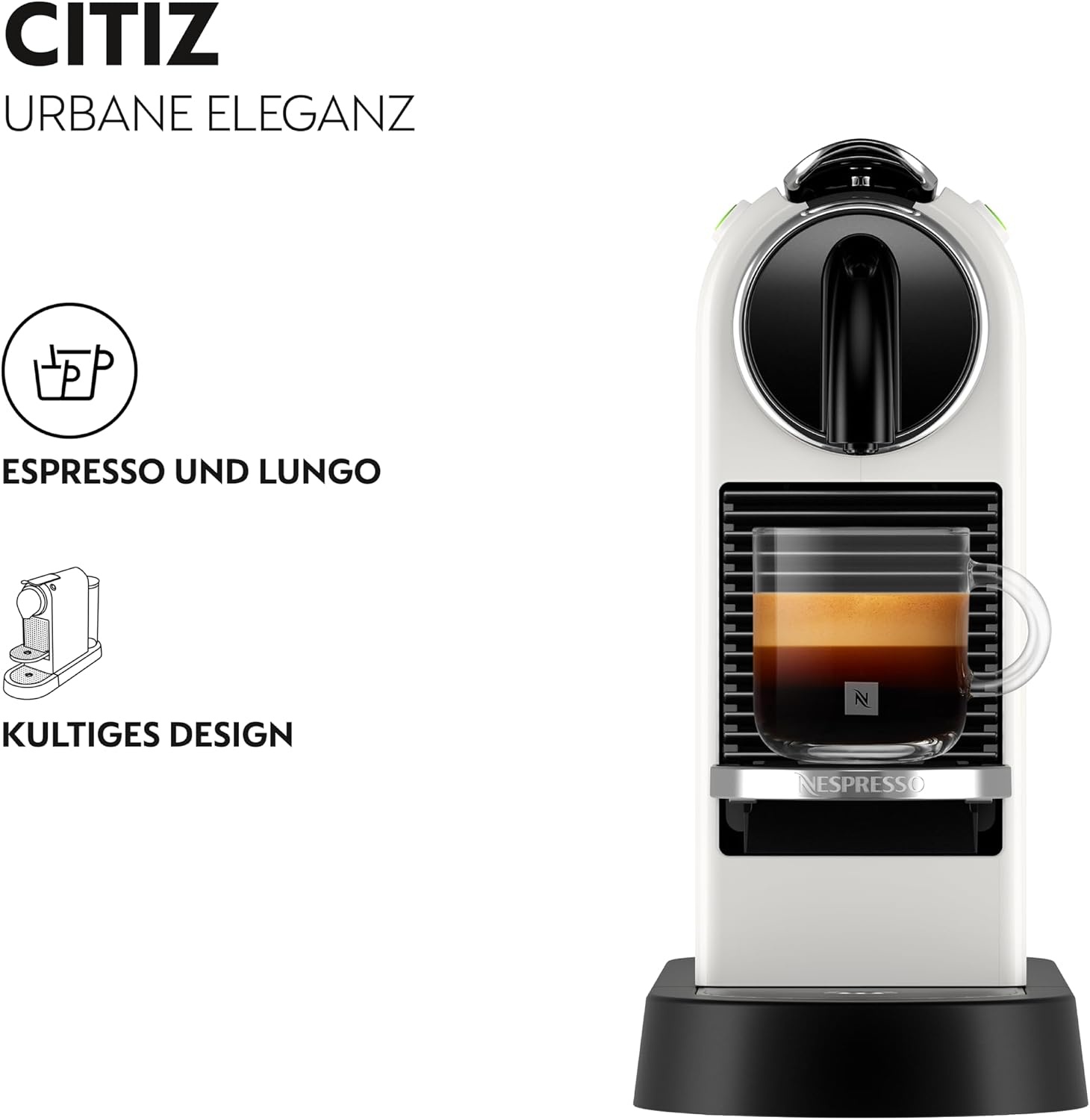 image:imageNESPRESSO DELONGHI CitiZ Schwarz Original Kapselmaschine EN167BWei