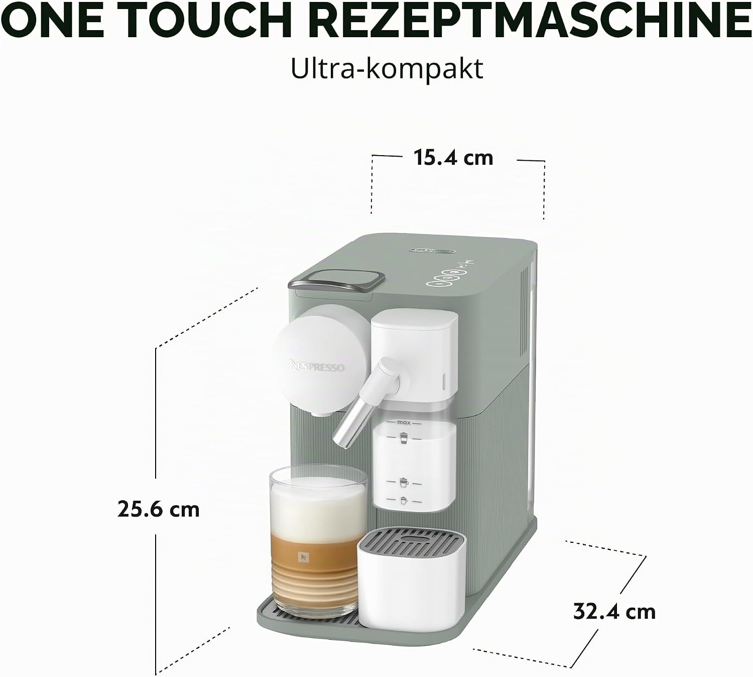 image:imageNESPRESSO DELONGHI Lattissima One Schwarz Original Kapselmaschine EN510BSalbeigrn