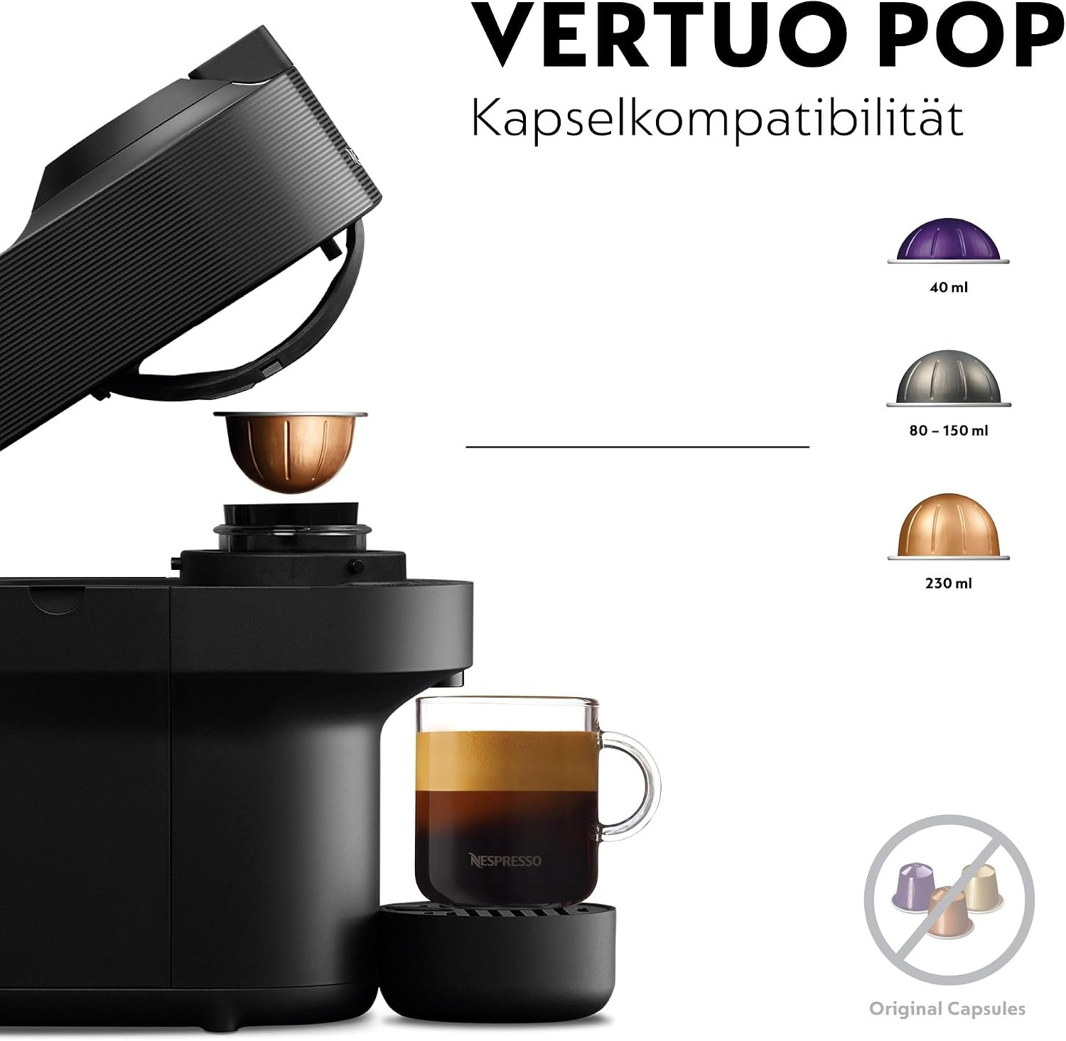 image:imageNESPRESSO DELONGHI Vertuo Pop Gelb Kapselmaschine ENV90YLiquorice Black