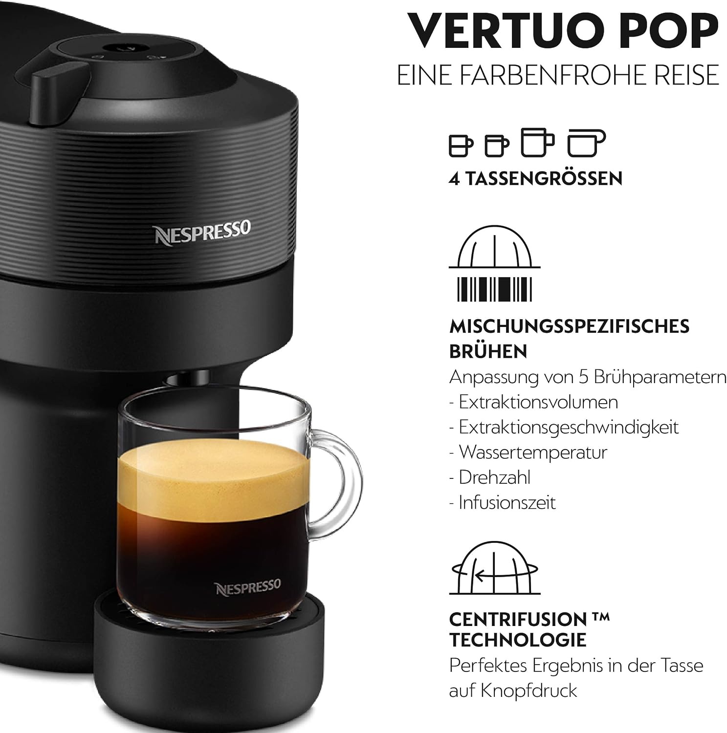 image:imageNESPRESSO DELONGHI Vertuo Pop Gelb Kapselmaschine ENV90YLiquorice Black