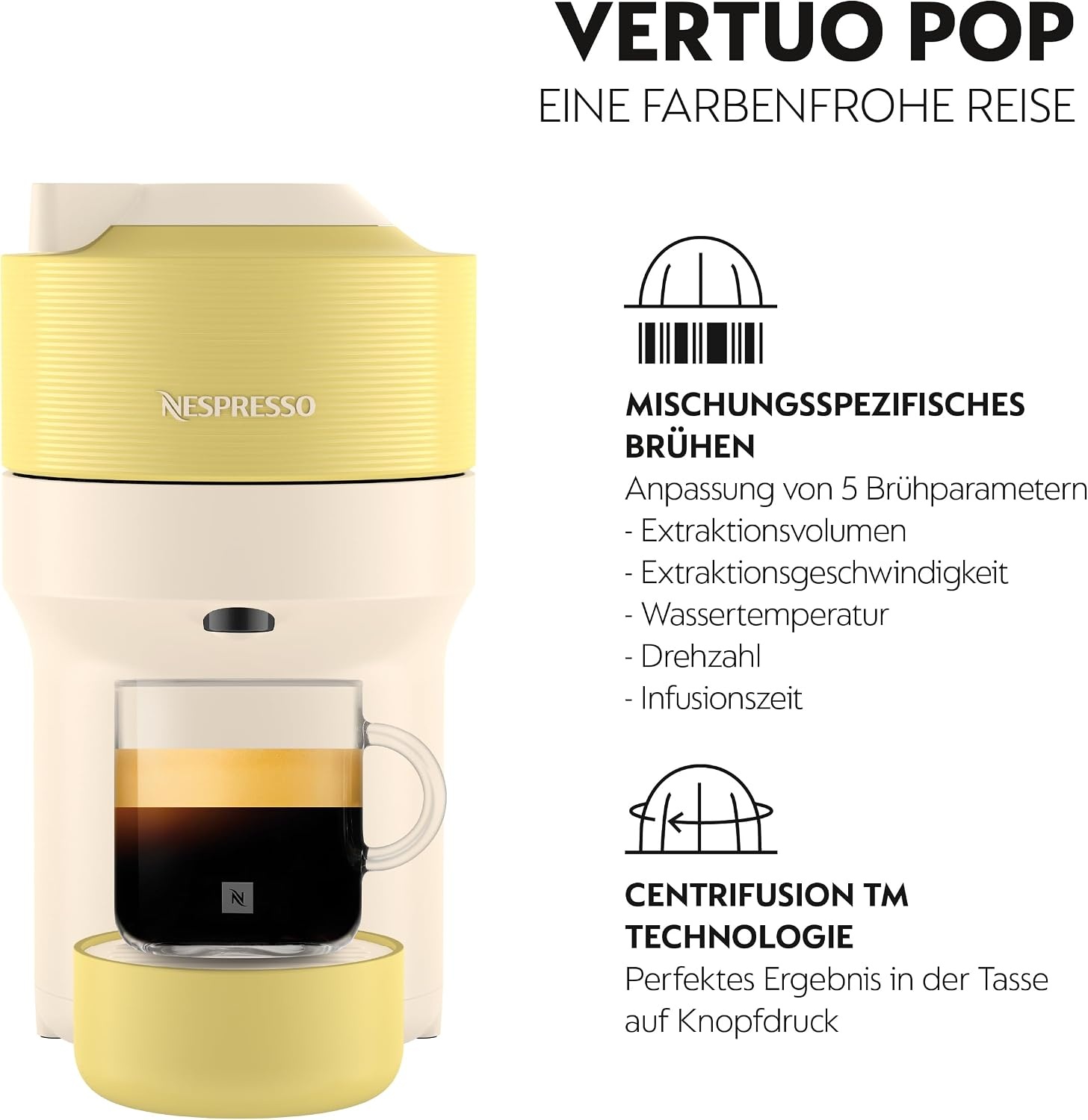 image:imageNESPRESSO DELONGHI Vertuo Pop Gelb Kapselmaschine ENV90YPastel Yellow