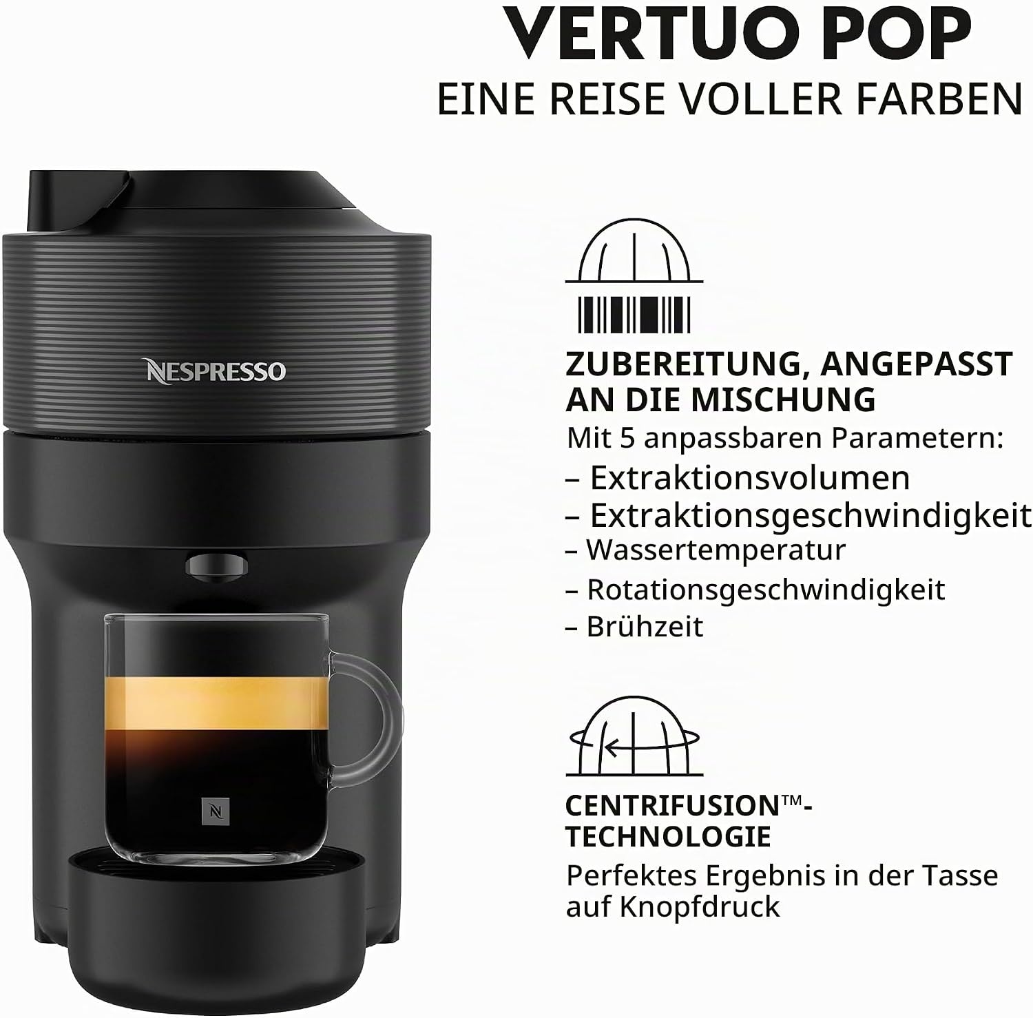 image:imageNESPRESSO DELONGHI Vertuo Pop Gelb Kapselmaschine ENV90YSchwarzes Lakritz