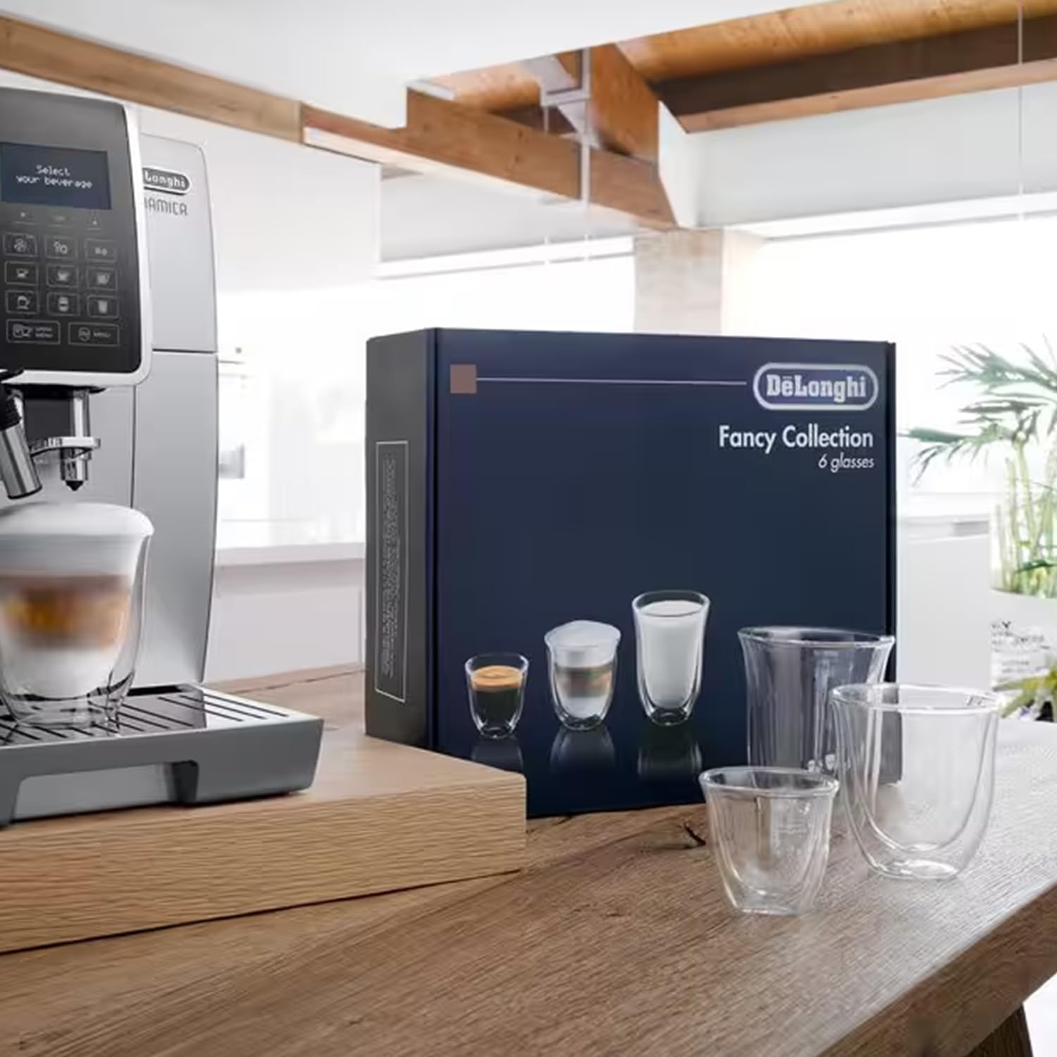image:imageThermisches Glas DeLonghi DLSC311 Doppelwandiges CappuccinoSet 2 Stck 1 Packung transparent Durchsichtig2 x Espresso 90ml 2 x Cappuccino 270ml 2 x Latte Macchiato 330ml