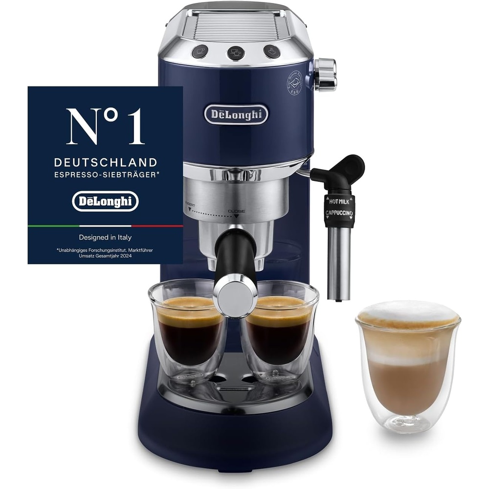 image:imageDeLonghi Dedica Style Espressomaschine mit Manuellem MilchaufschumerElektrisches Blau